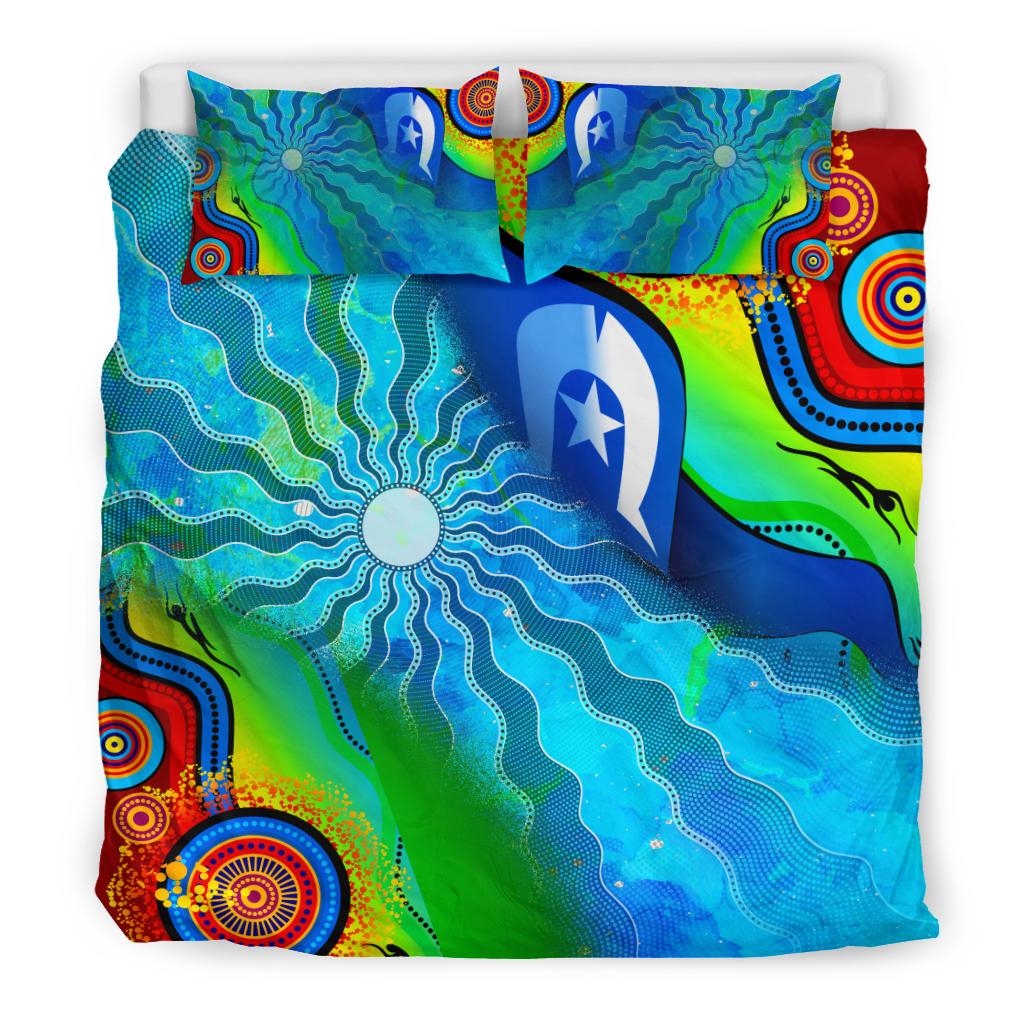 bedding-set-torres-strait-islanders-flag-with-aboriginal-patterns-bedding-set