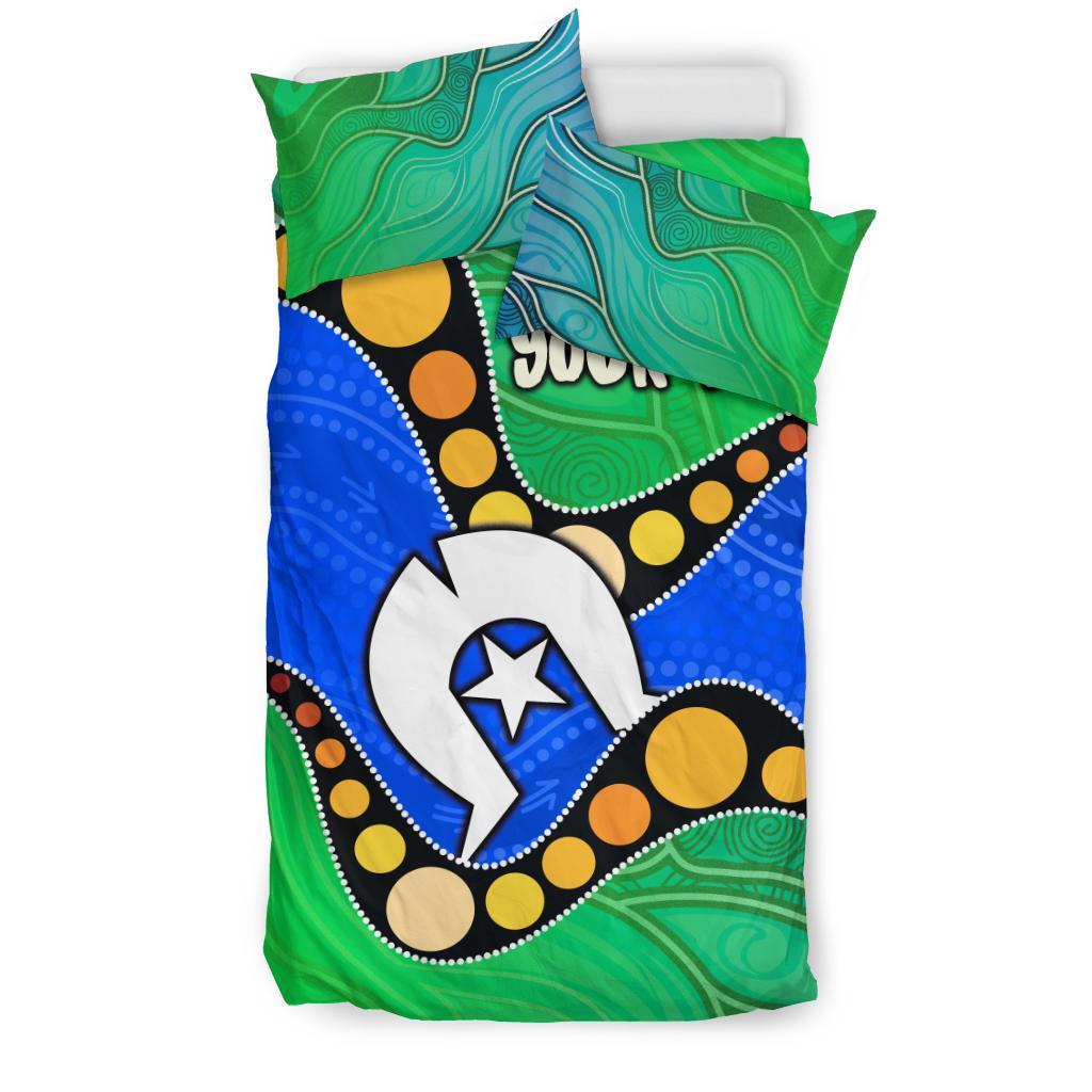 custom-torres-strait-islands-bedding-set-flag-with-aboriginal-patterns