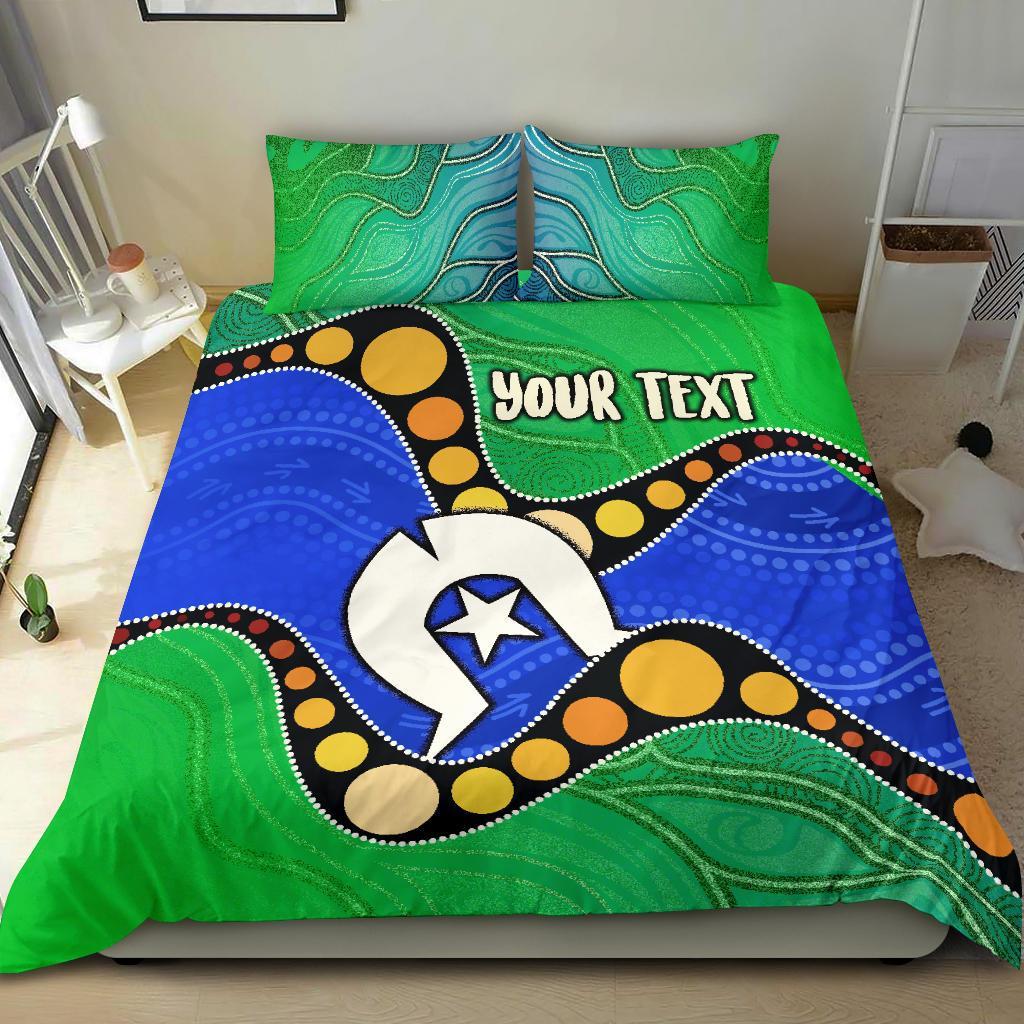 custom-torres-strait-islands-bedding-set-flag-with-aboriginal-patterns