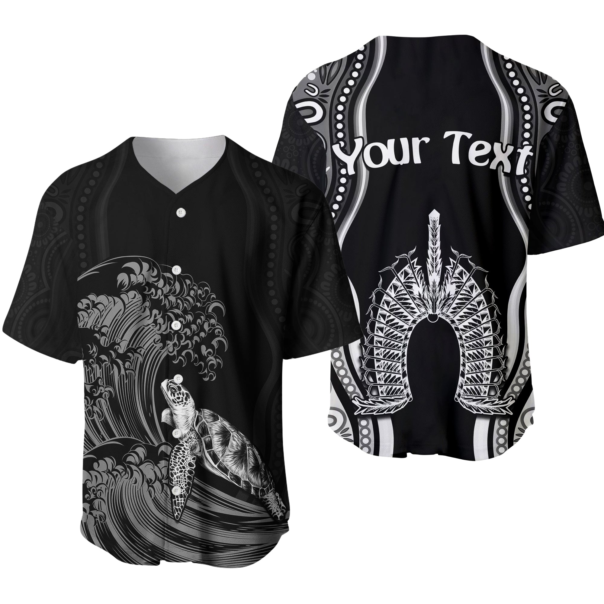 custom-personalised-torres-strait-islands-baseball-jersey-the-dhari-mix-aboriginal-turtle-version-black-lt13