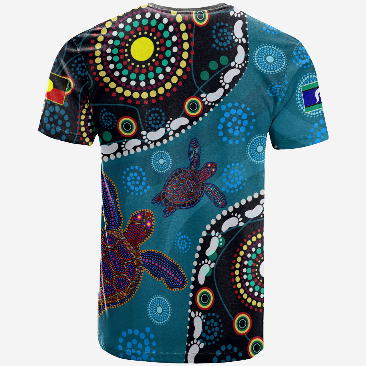 indigenous-all-stars-rugby-custom-t-shirt-dreamtime-turtle-with-aboriginal-and-torres-strait-islanders-flag-rlt13