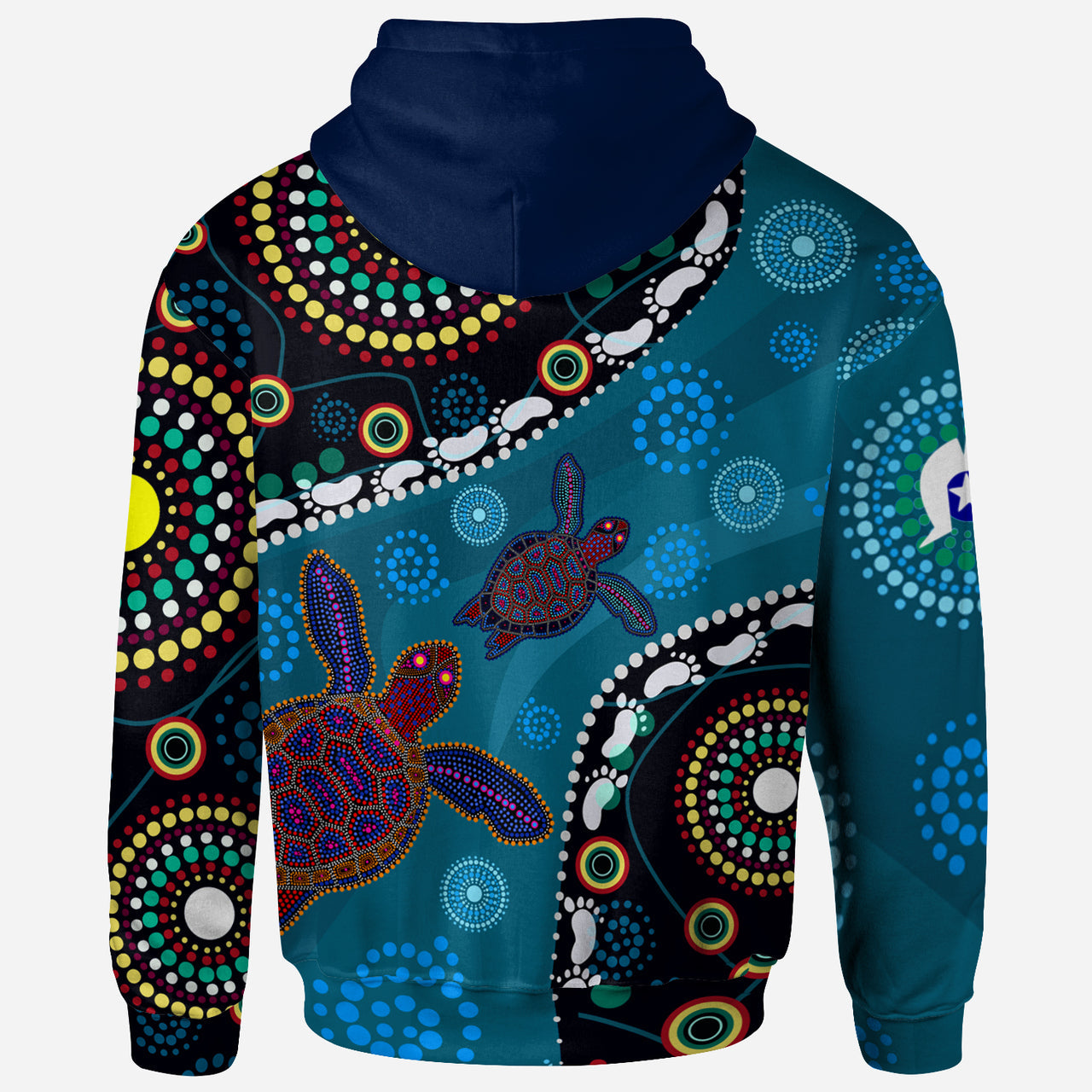 indigenous-all-stars-rugby-custom-hoodie-dreamtime-turtle-with-aboriginal-and-torres-strait-islanders-flag-rlt13