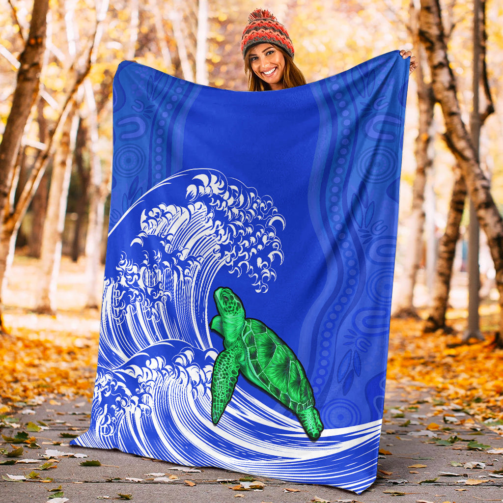 torres-strait-islands-premium-blanket-the-dhari-mix-aboriginal-turtle-version-blue-lt13