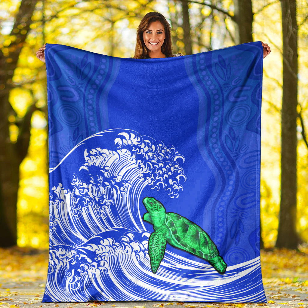 torres-strait-islands-premium-blanket-the-dhari-mix-aboriginal-turtle-version-blue-lt13