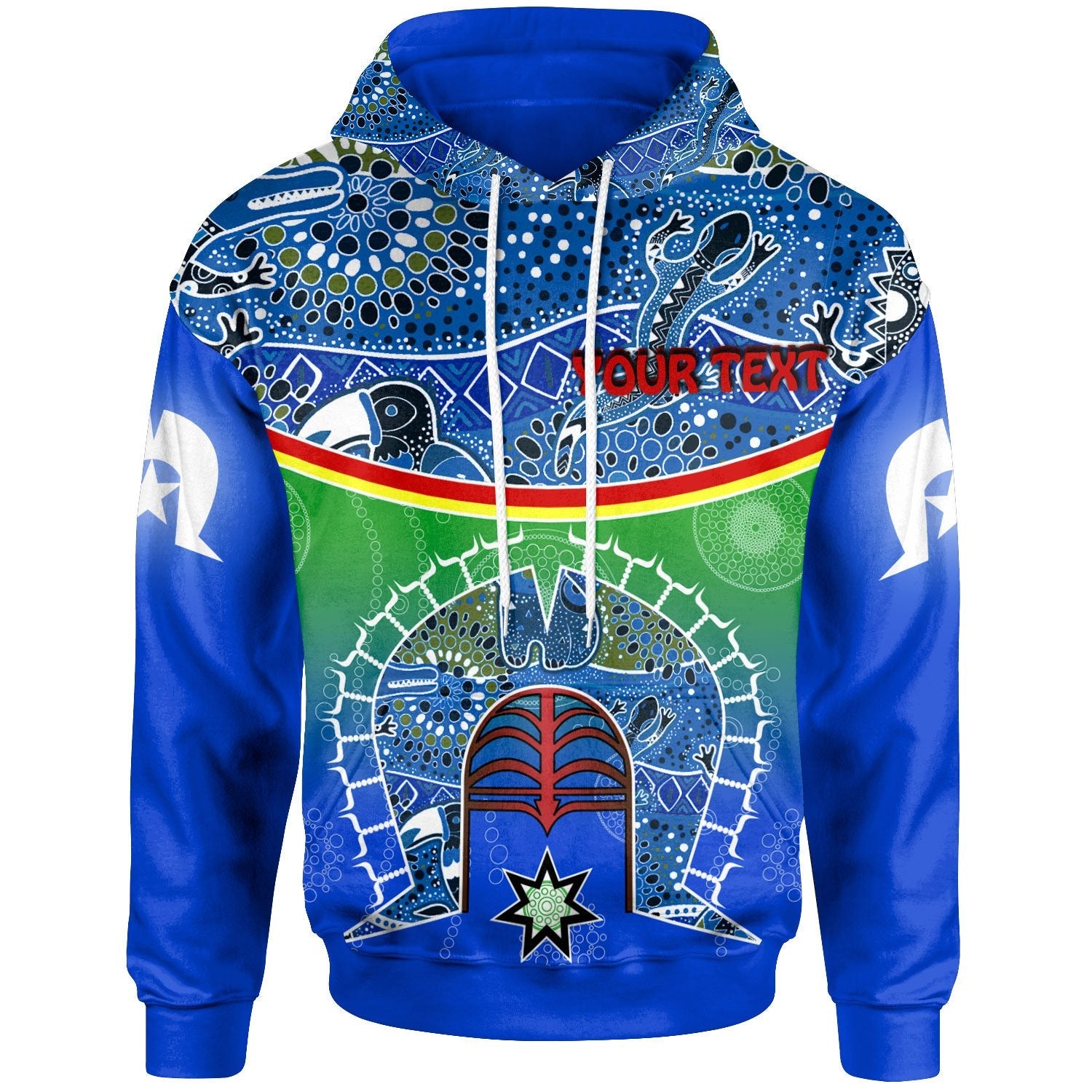 personalised-hoodie-torres-strait-symbol-with-aboriginal-patterns