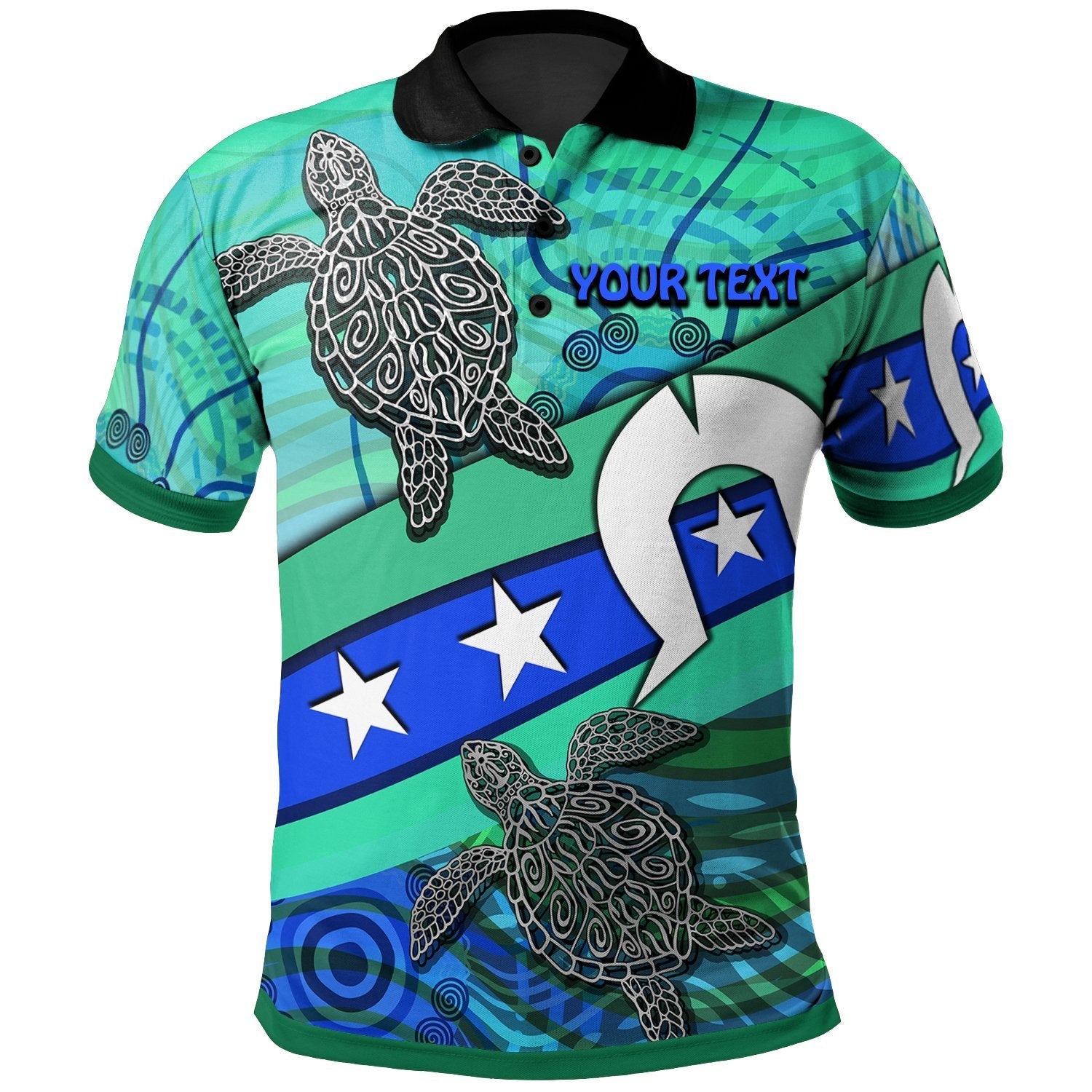 personalised-polo-shirt-torres-strait-flag-and-turtle