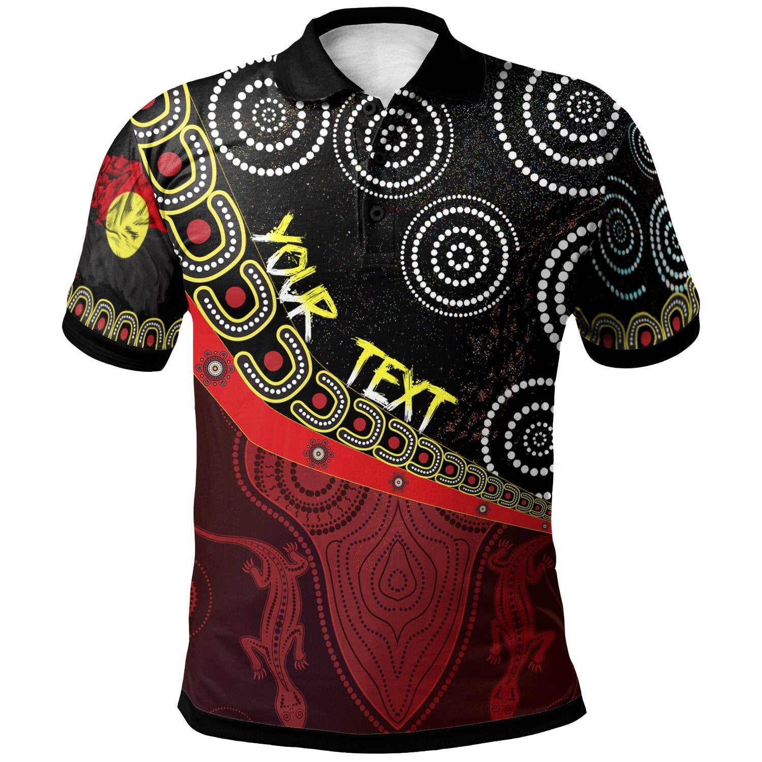 custom-text-breakout-polo-shirts-aboriginal-flags-dot-acrylic-paint-style-naidoc-unisex