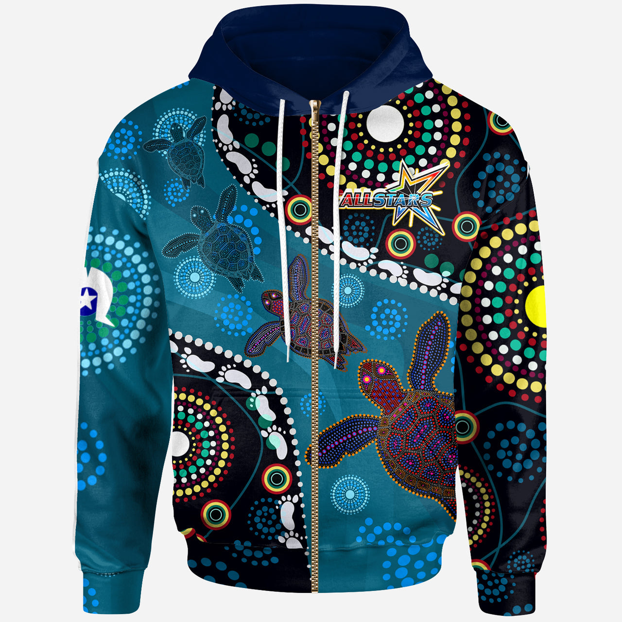 indigenous-all-stars-rugby-custom-hoodie-dreamtime-turtle-with-aboriginal-and-torres-strait-islanders-flag-rlt13