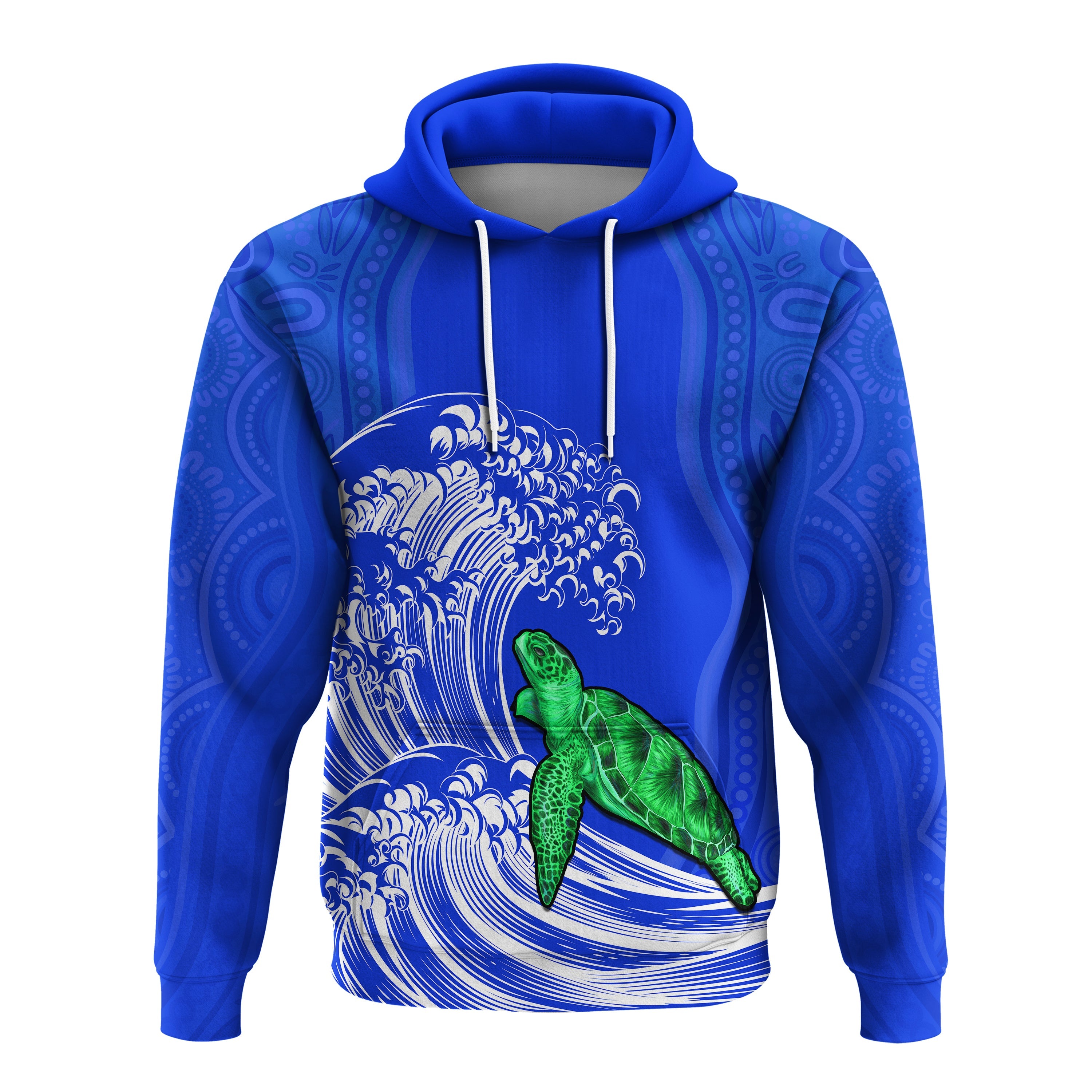 custom-personalised-torres-strait-islands-hoodie-the-dhari-mix-aboriginal-turtle-version-blue-lt13