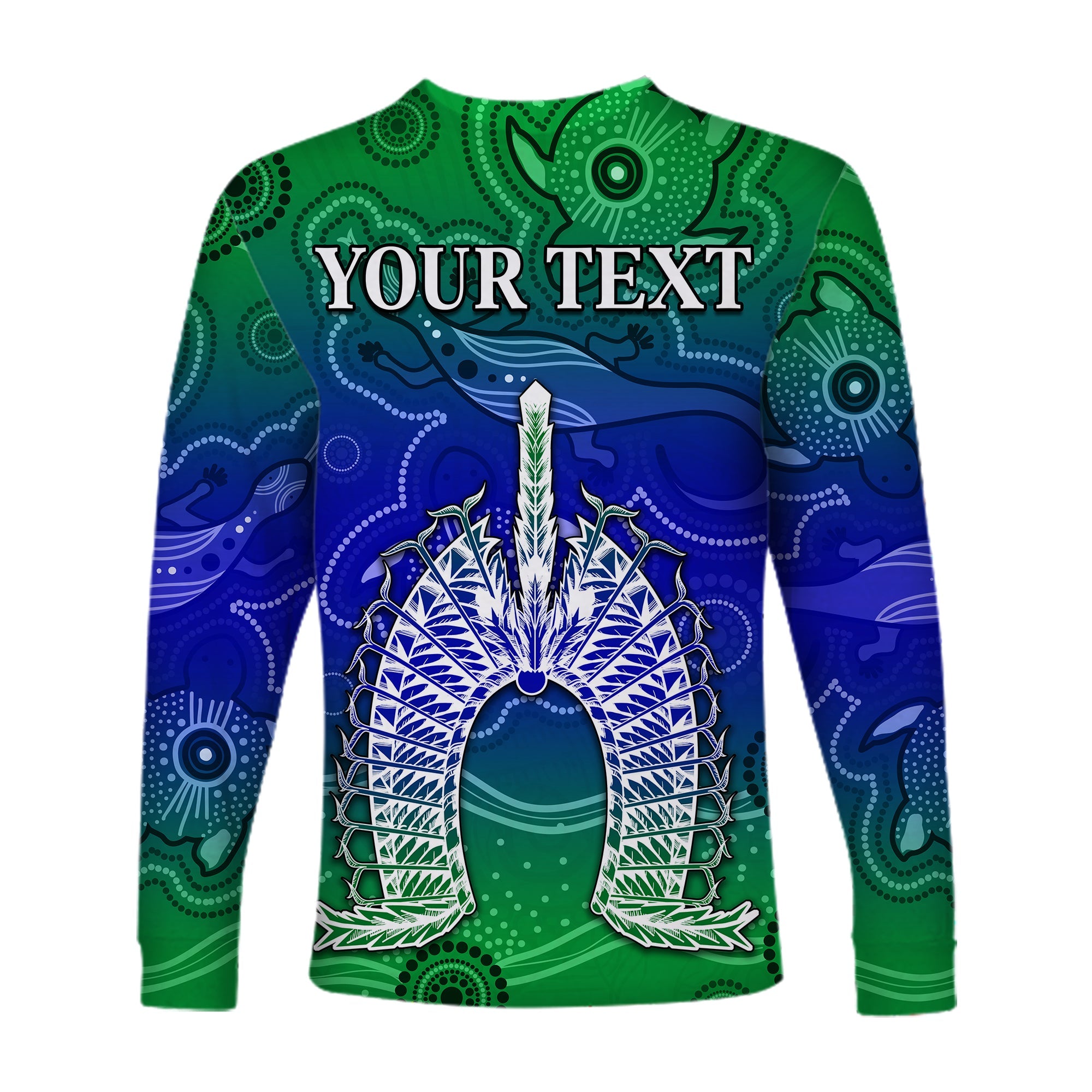 custom-personalised-torres-strait-islands-long-sleeve-shirt-aboriginal-art-lizard-symbol-peace-lt13