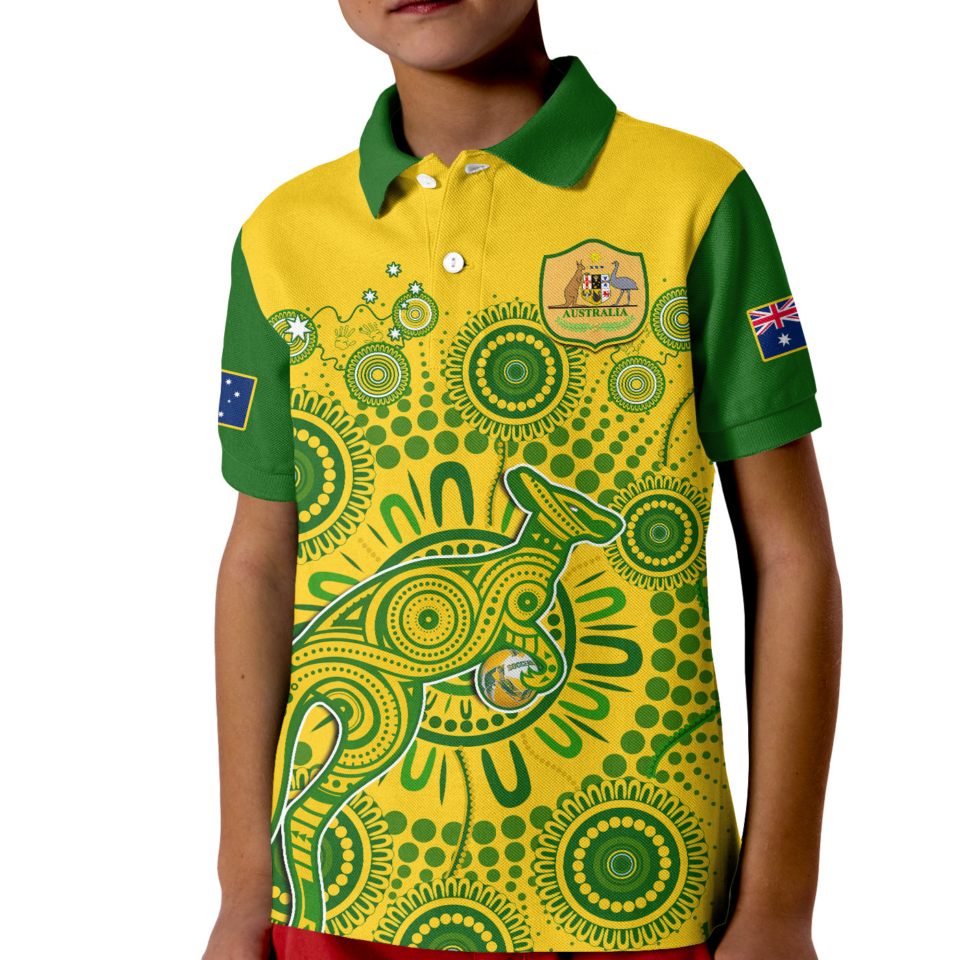 Australia Soccer Polo Shirt Socceroos Kangaroo Aussie Indigenous National Color LT14