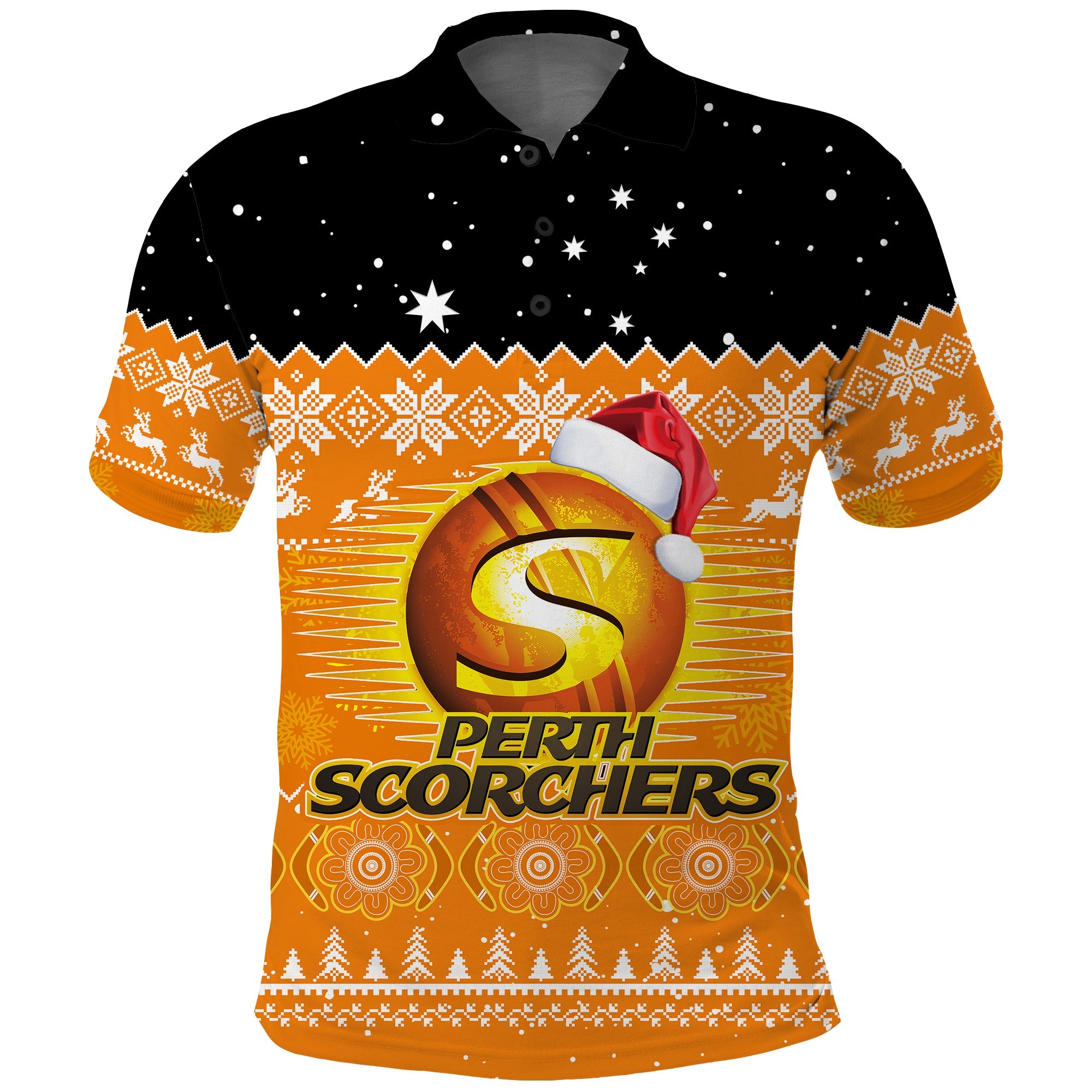 perth-scorchers-cricket-polo-shirt-aboriginal-merry-christmas