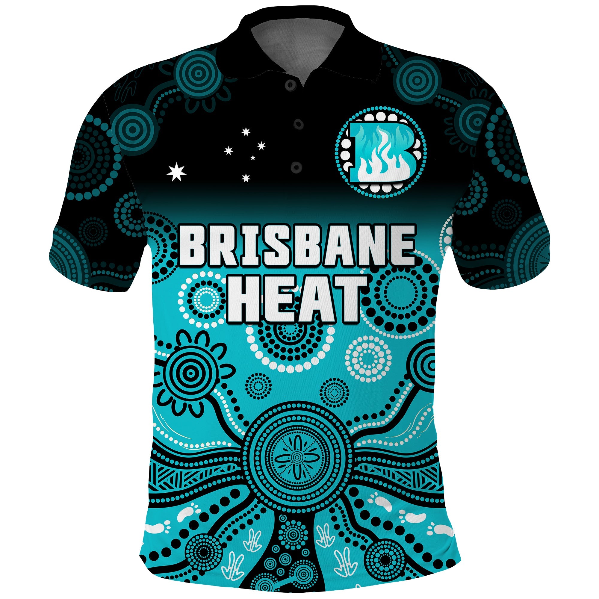 brisbane-heat-polo-shirt-gradient-aboriginal-dot-painting