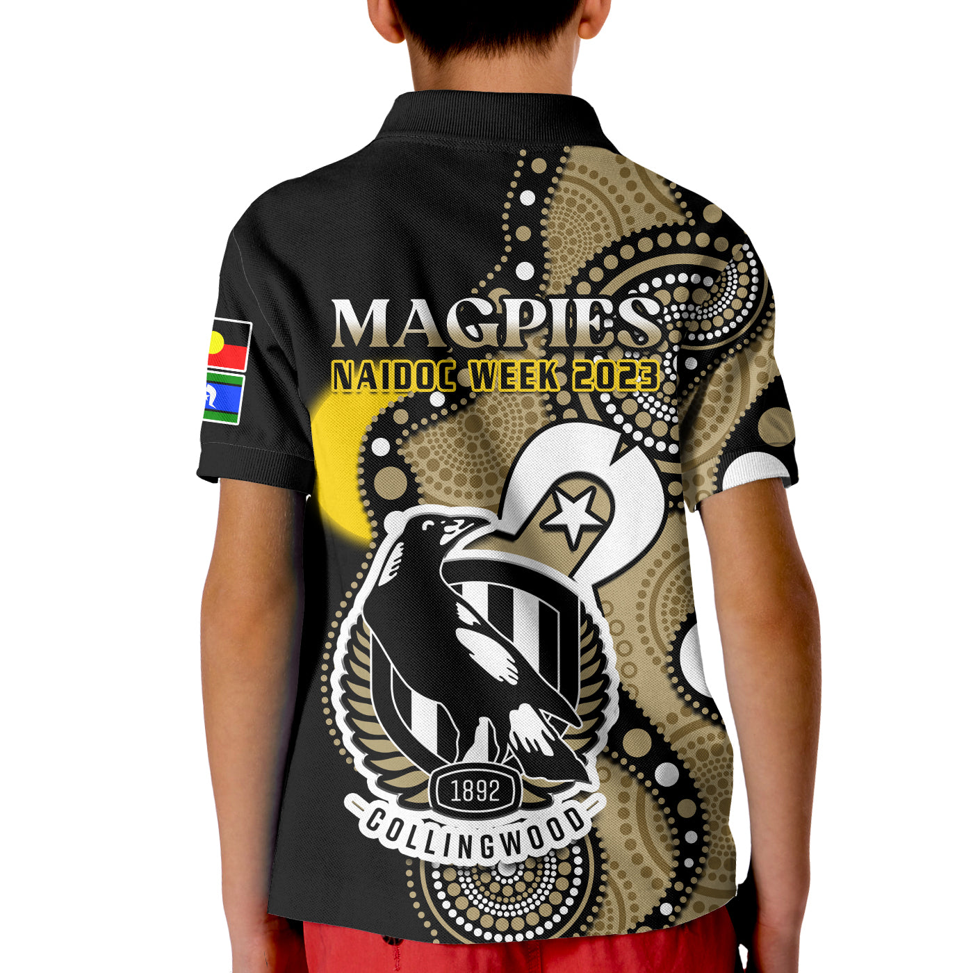 collingwood-football-naidoc-2023-polo-shirt-magpies-for-our-elders-indigenous-art