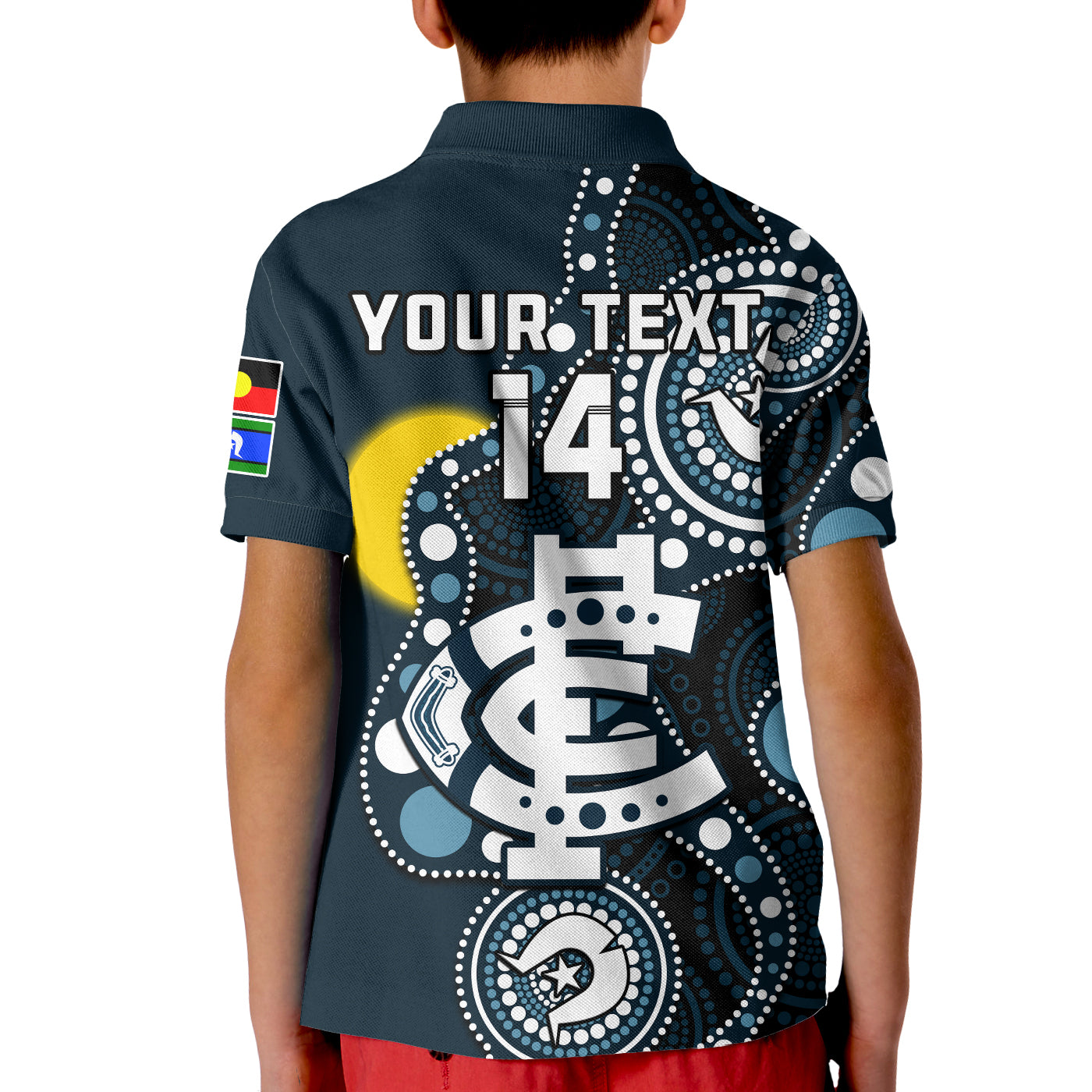 custom-text-and-number-carlton-football-naidoc-2023-polo-shirt-blues-for-our-elders-indigenous-art