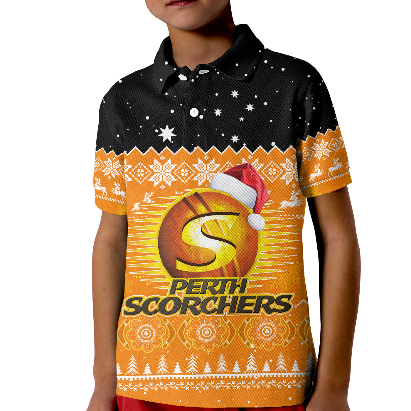 perth-scorchers-cricket-polo-shirt-aboriginal-merry-christmas