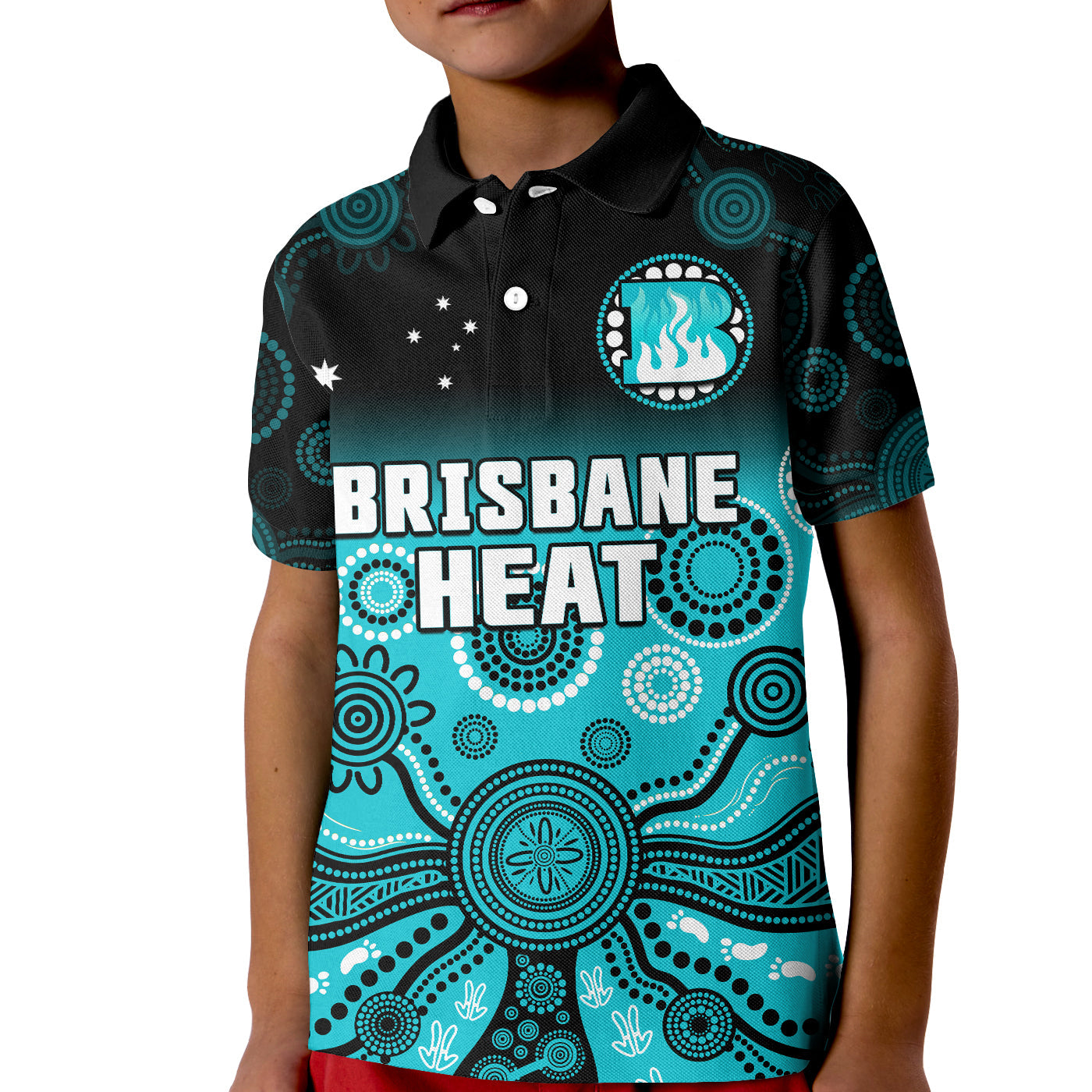 brisbane-heat-polo-shirt-gradient-aboriginal-dot-painting