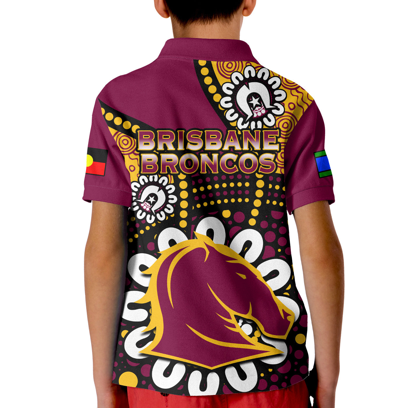 Brisbane Broncos Rugby NAIDOC 2023 Polo Shirt KID For Our Elders Abori ...