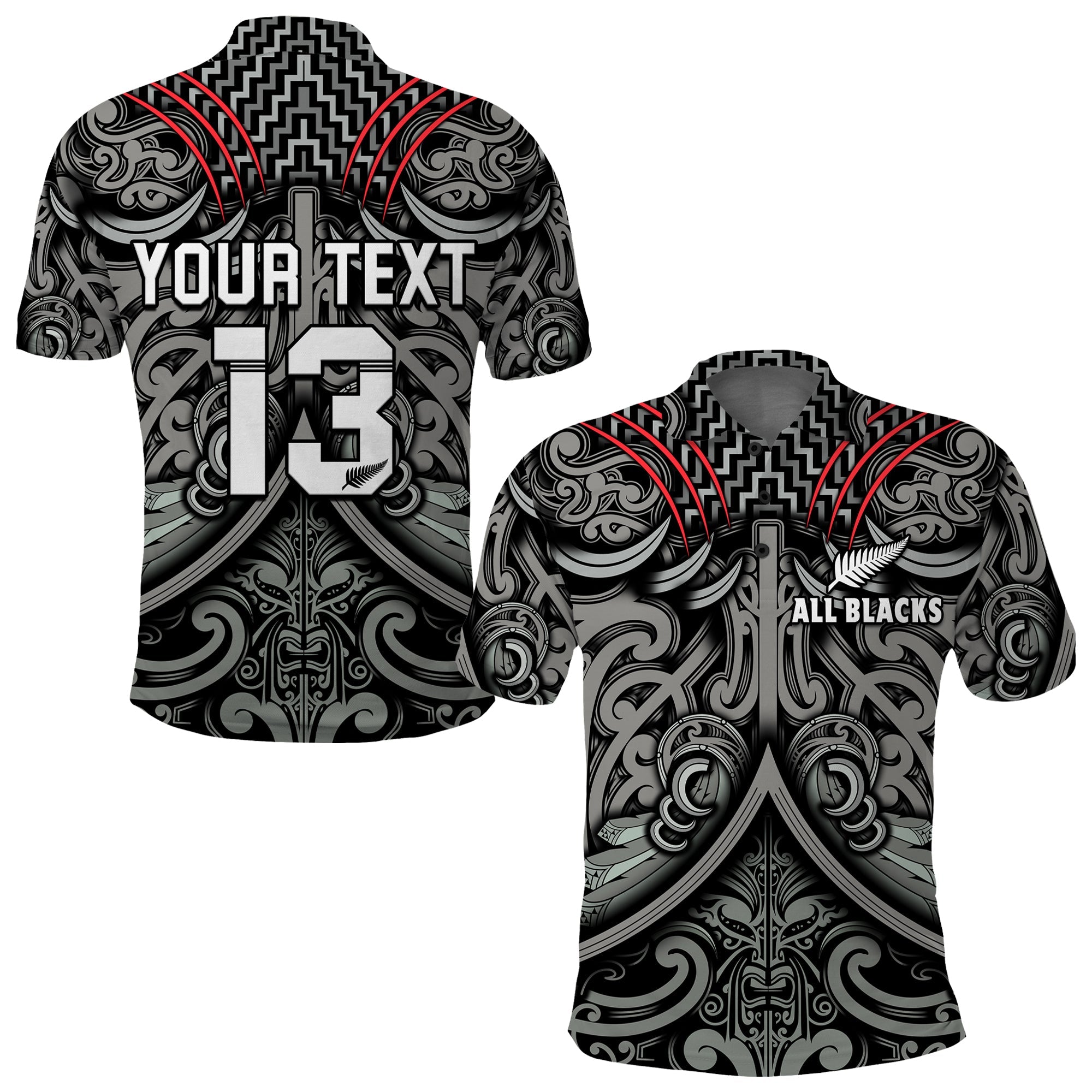 custom-text-and-number-new-zealand-silver-fern-rugby-polo-shirt-all-black-nz-maori-pattern