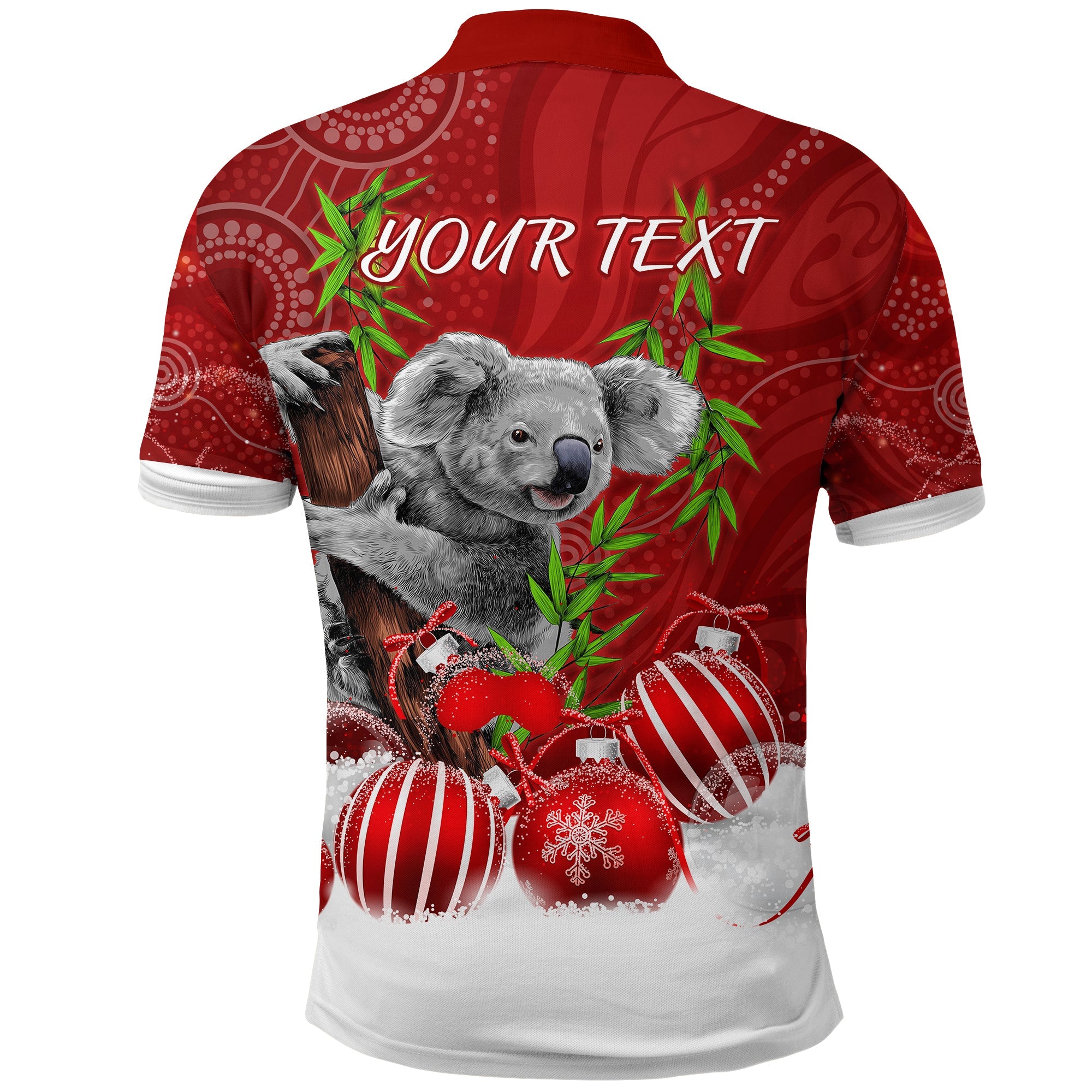 custom-personalised-australia-koala-aboriginal-polo-shirt-merry-christmas-lt13