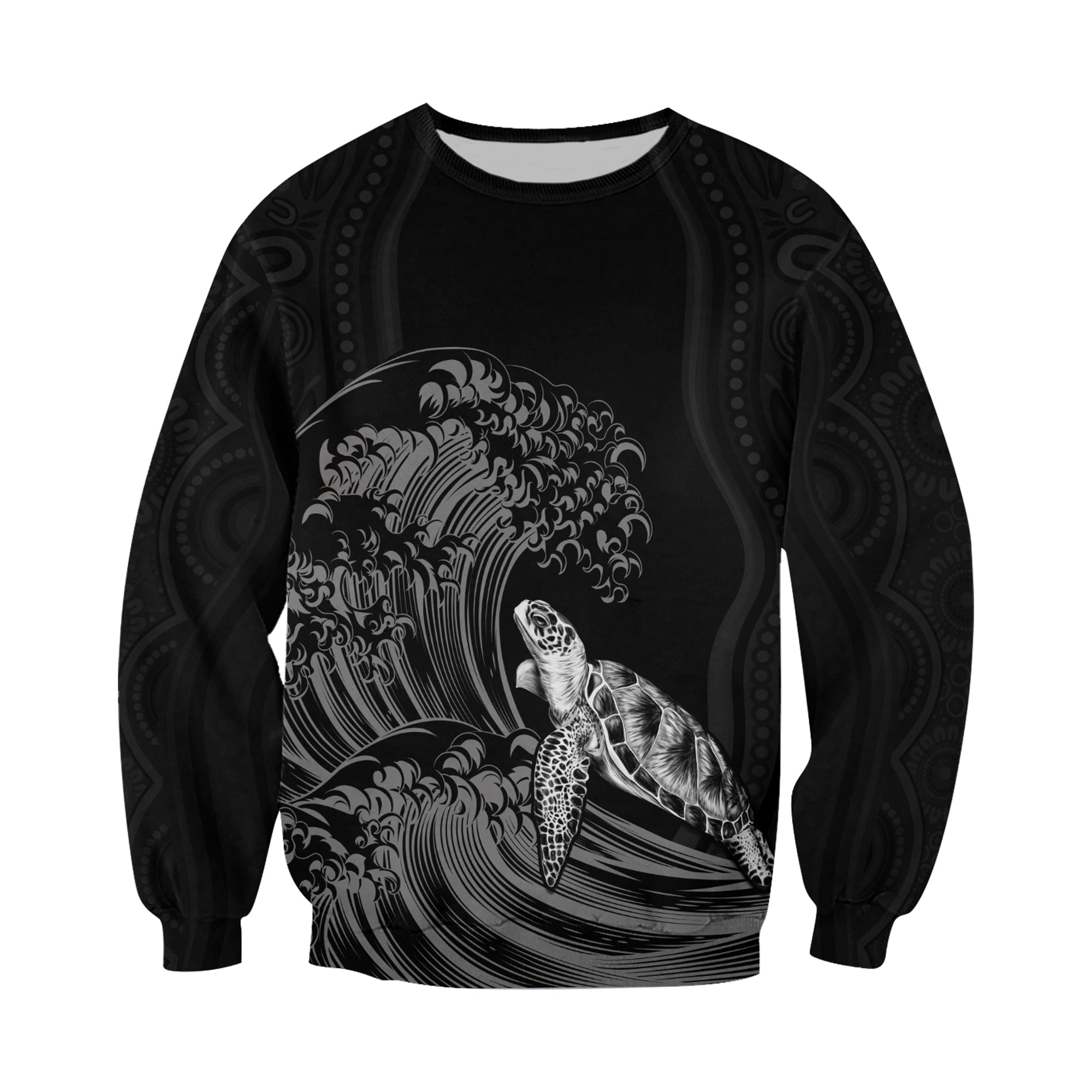 torres-strait-islands-sweatshirt-the-dhari-mix-aboriginal-turtle-version-black-lt13