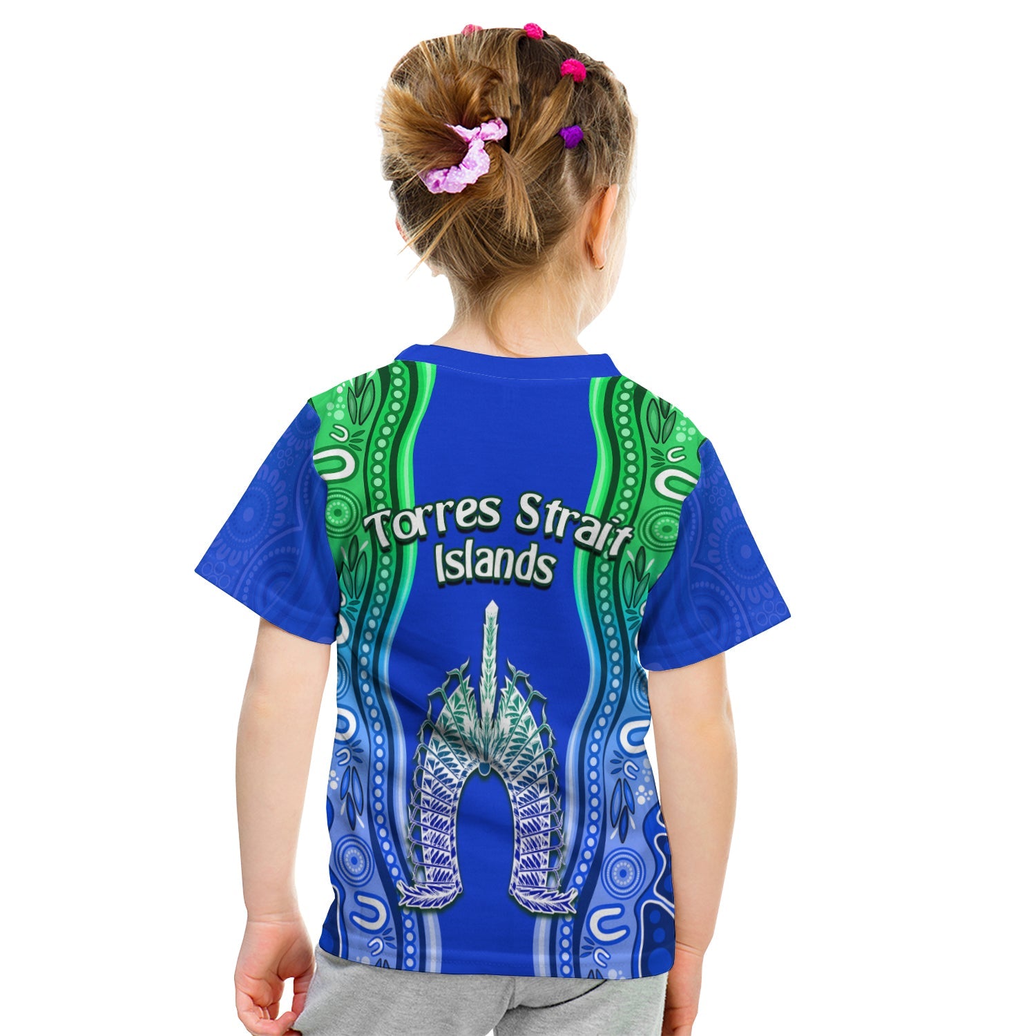 torres-strait-islands-t-shirt-kid-the-dhari-mix-aboriginal-turtle-version-blue-lt13