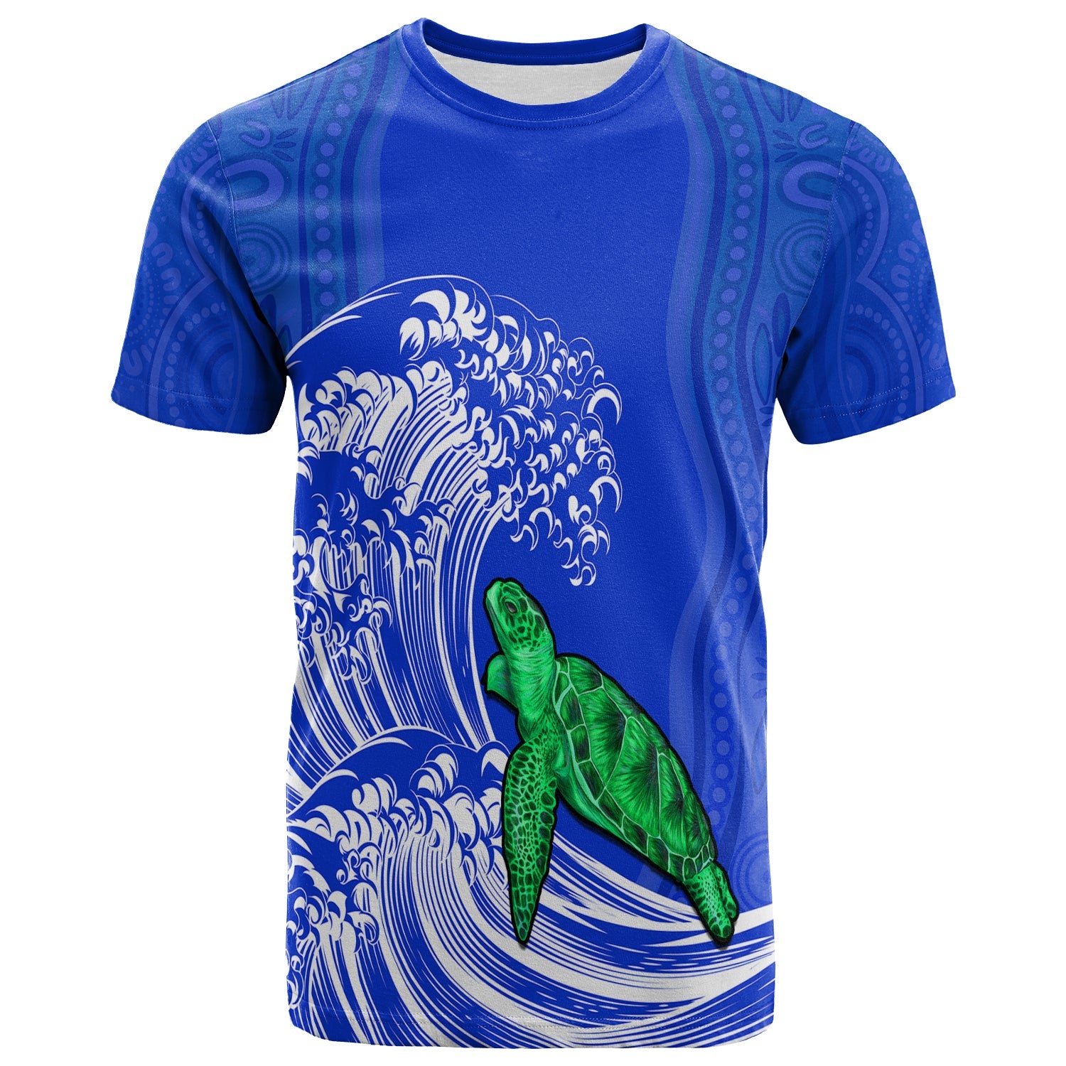 torres-strait-islands-t-shirt-the-dhari-mix-aboriginal-turtle-version-blue-lt13