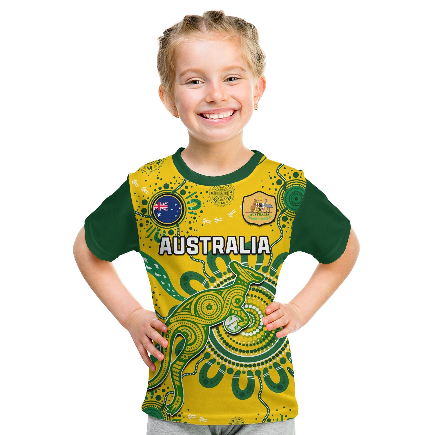 custom-text-and-number-australia-soccer-t-shirt-kid-kangaroos-matildas-2023-fifa-womens-world-cup