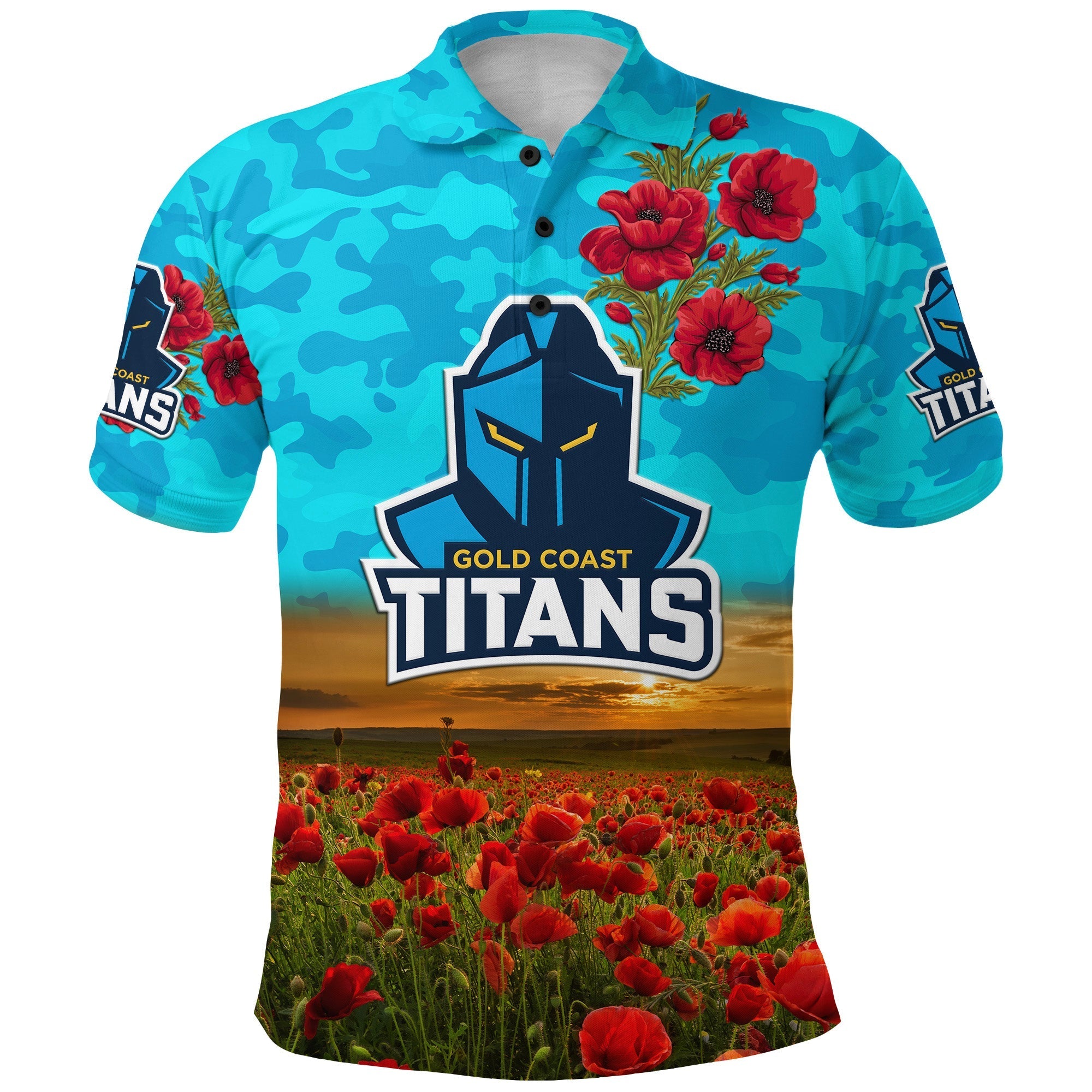 custom-personalised-gold-coast-titans-anzac-2022-polo-shirt-poppy-flowers-vibes