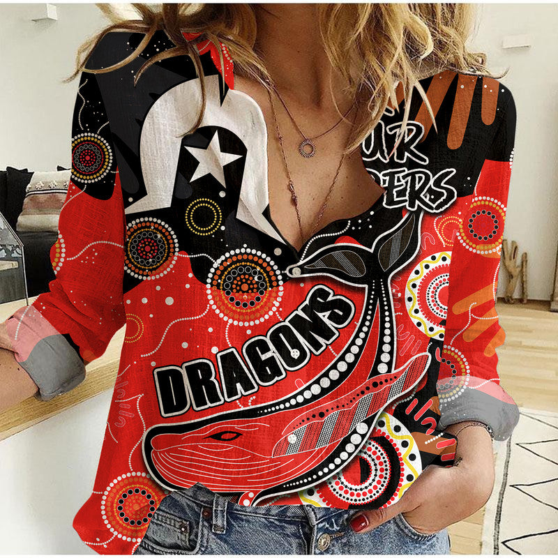 dragon-rugby-naidoc-2023-women-casual-shirt-torres-strait-aboriginal