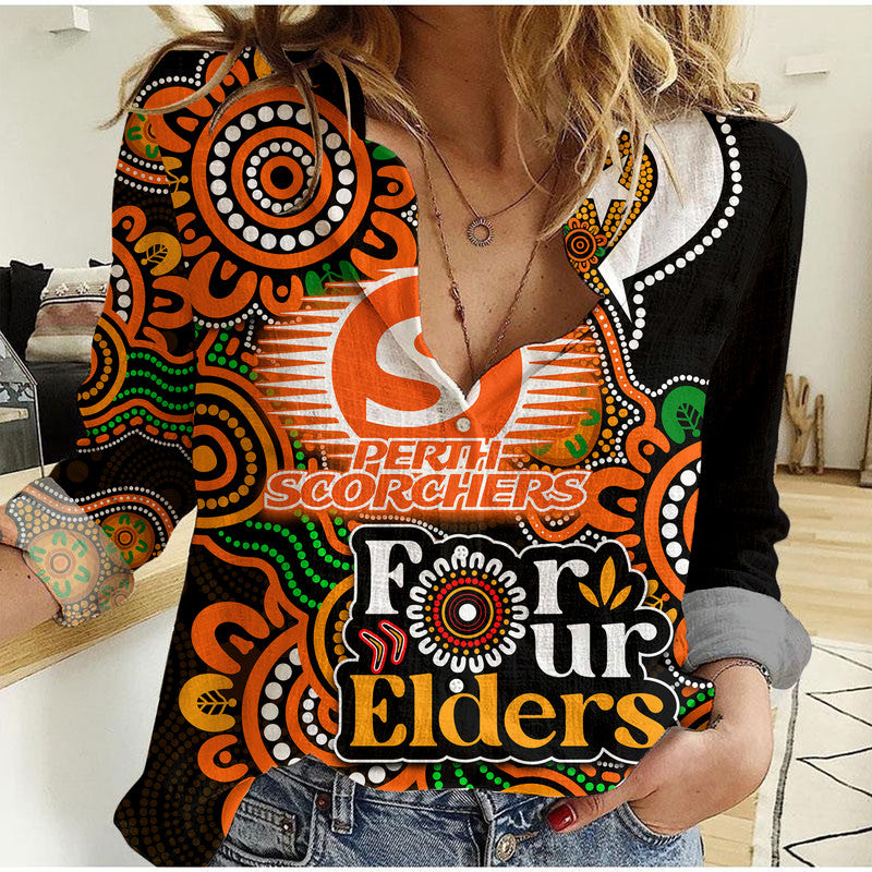 custom-personalised-perth-scorchers-cricket-women-casual-shirt-naidoc-torres-strait-for-our-elders