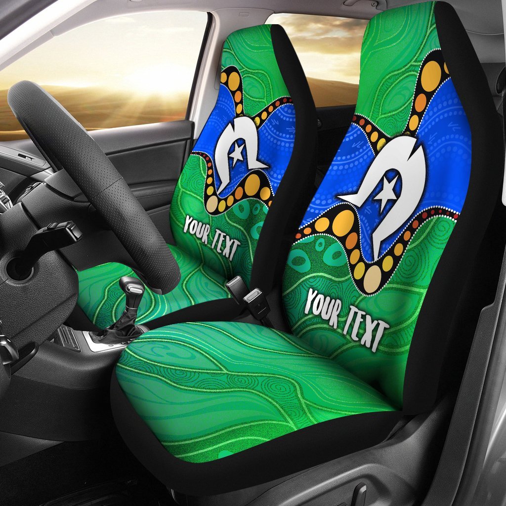 custom-torres-strait-islands-car-seat-covers-flag-with-aboriginal-patterns