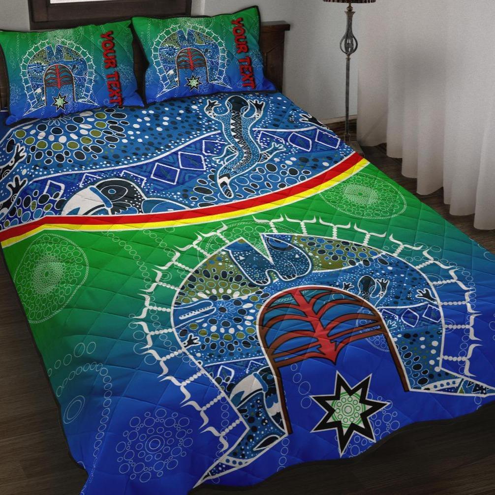 personalised-quilt-bed-set-torres-strait-symbol-with-aboriginal-patterns