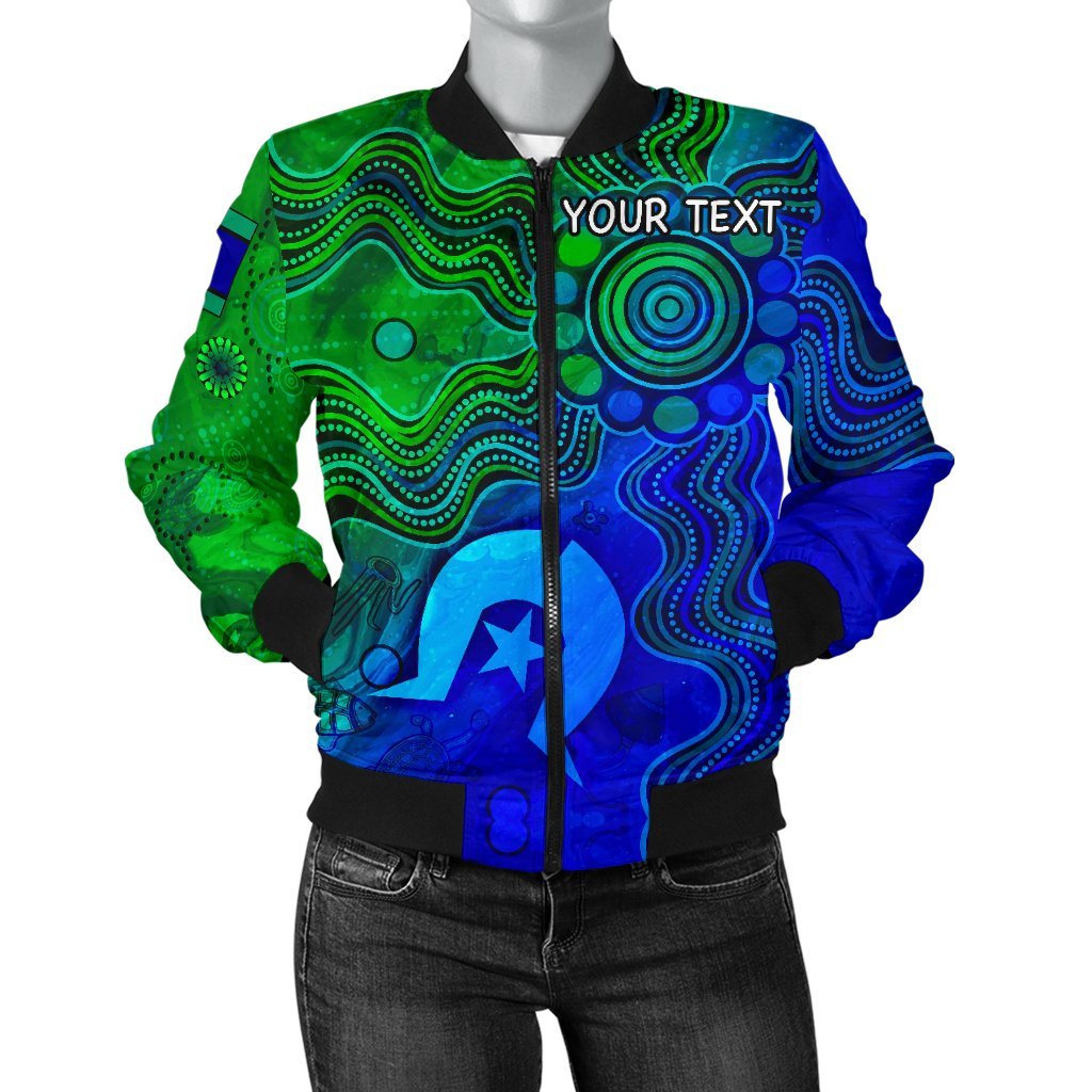 custom-aboriginal-womens-bomber-jacket-torres-strait-islands-flag