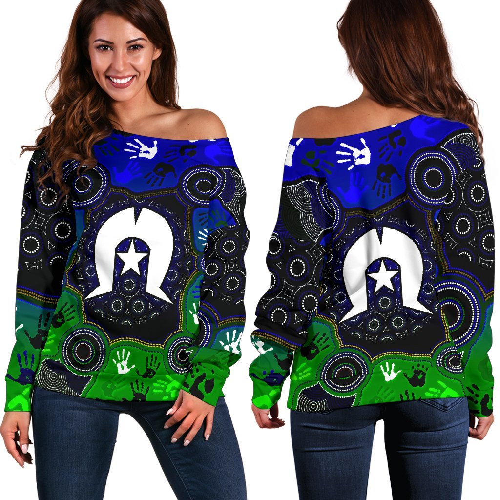 aboriginal-womens-off-shoulder-sweater-torres-strait-symbol-with-indigenous-patterns