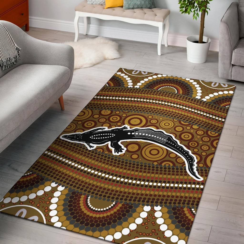 area-rug-aboriginal-dot-art-painting-with-crocodile