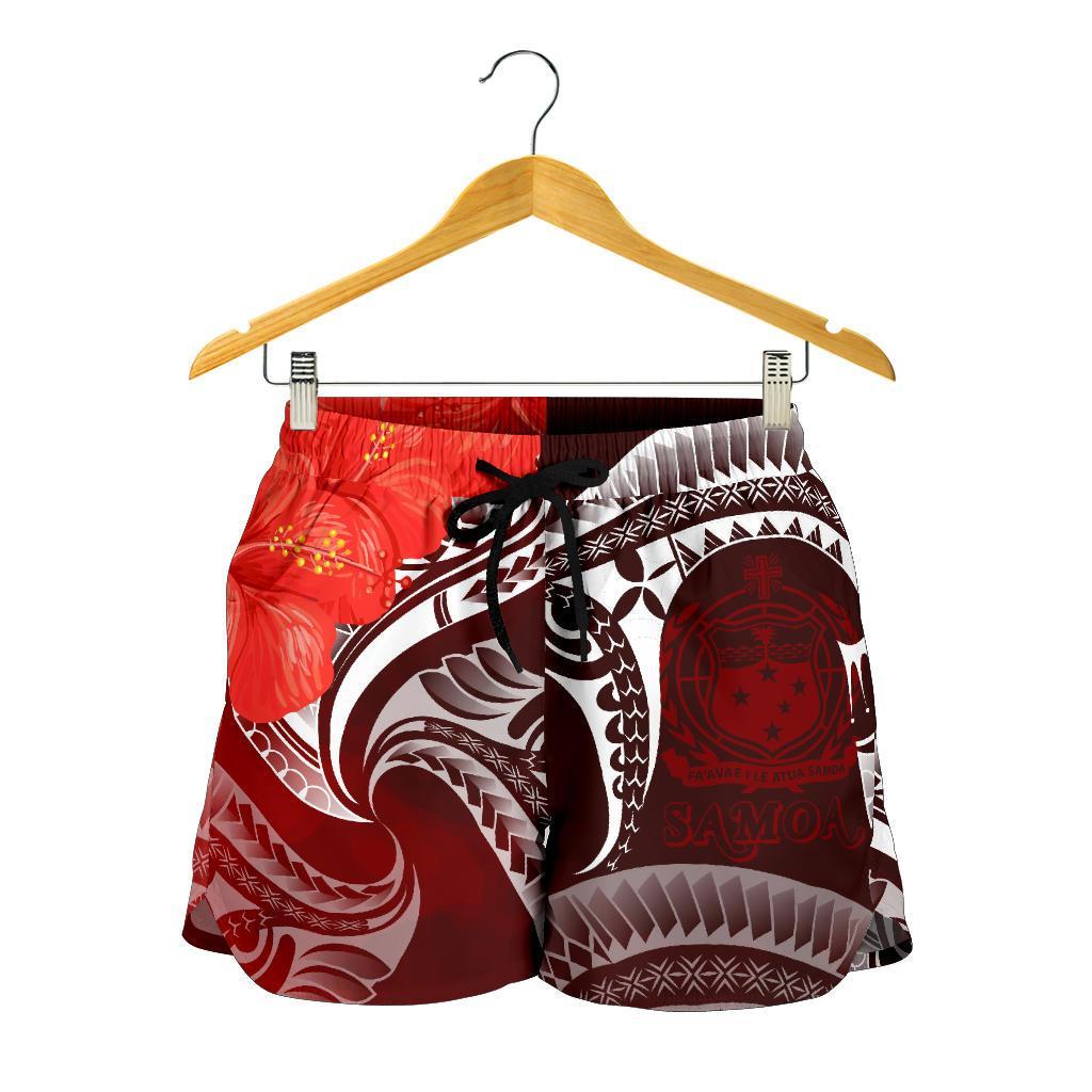 samoa-womens-shorts-samoa-seal-wave-style-red