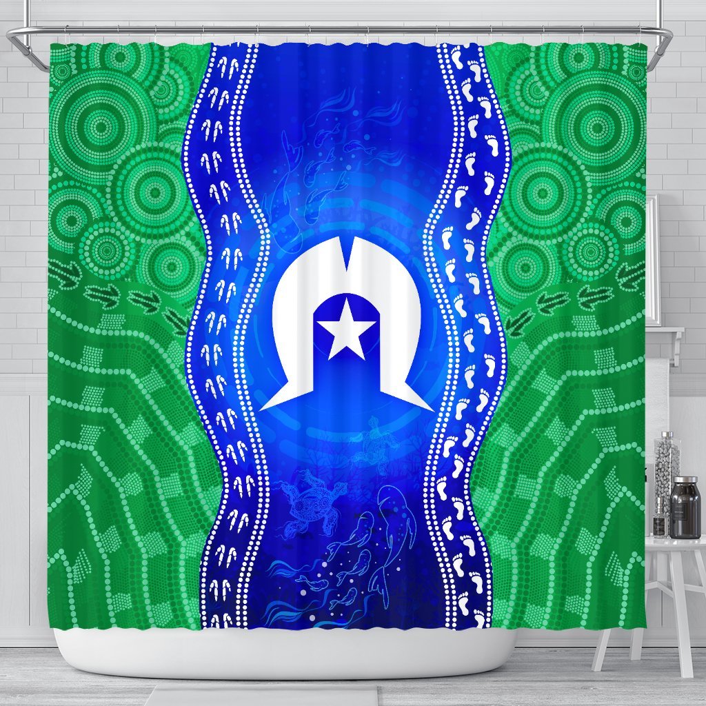 torres-strait-islanders-shower-curtain-torres-symbol-with-aboriginal-patterns