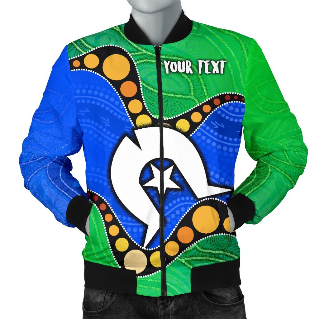 custom-torres-strait-islands-mens-bomber-jacket-flag-with-aboriginal-patterns