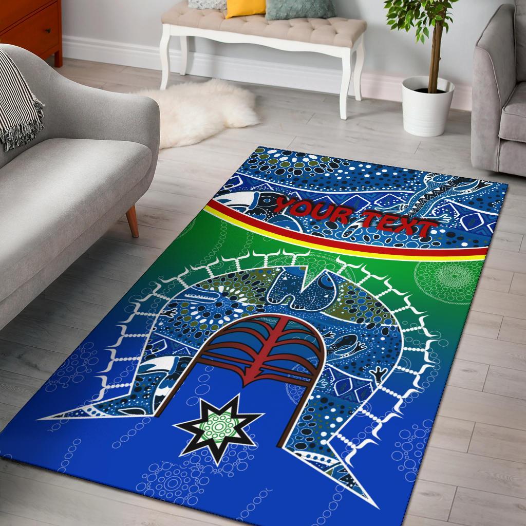 personalised-area-rug-torres-strait-symbol-with-aboriginal-patterns