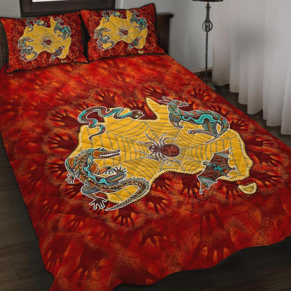 aboriginal-quilt-bed-set-australia-map-hand-patterns-spider-web