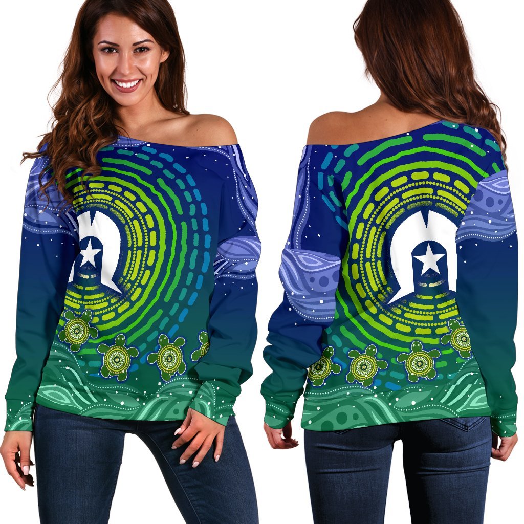 torres-strait-islanders-womens-off-shoulder-sweater-aboriginal-turtle