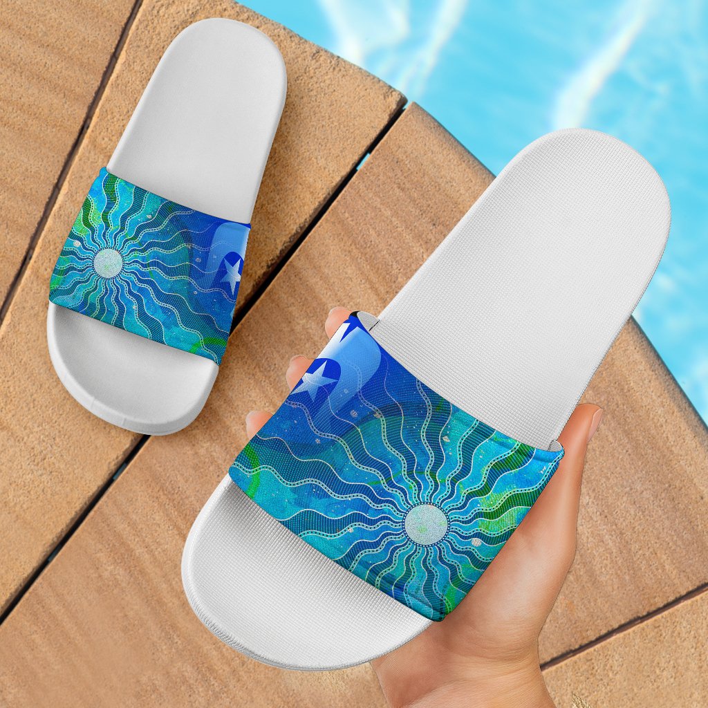 slide-sandals-torres-strait-islanders-flag-with-aboriginal-patterns-white