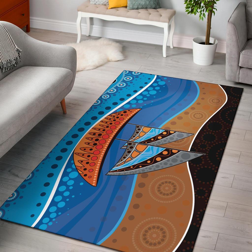 area-rug-aboriginal-dot-painting-depicting-boat