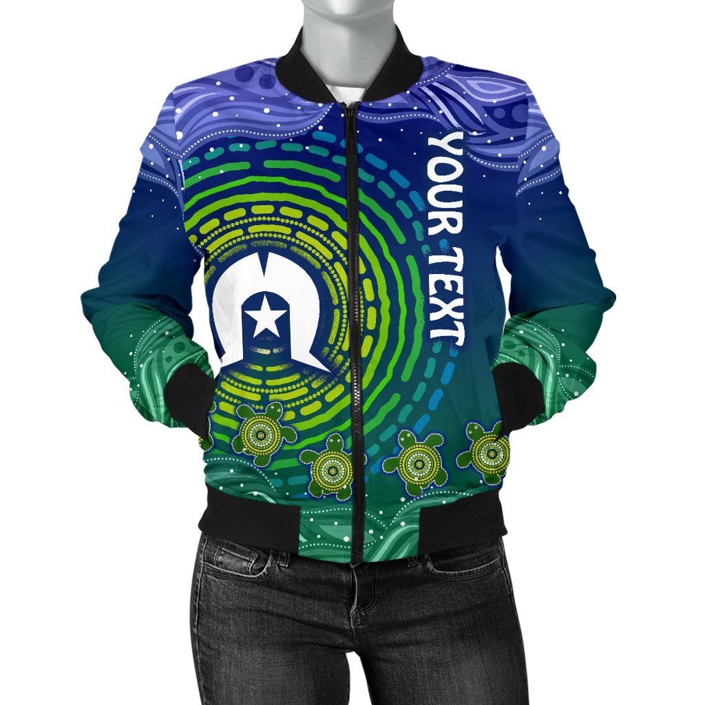 custom-text-torres-strait-islanders-womens-bomber-jacket-aboriginal-turtle