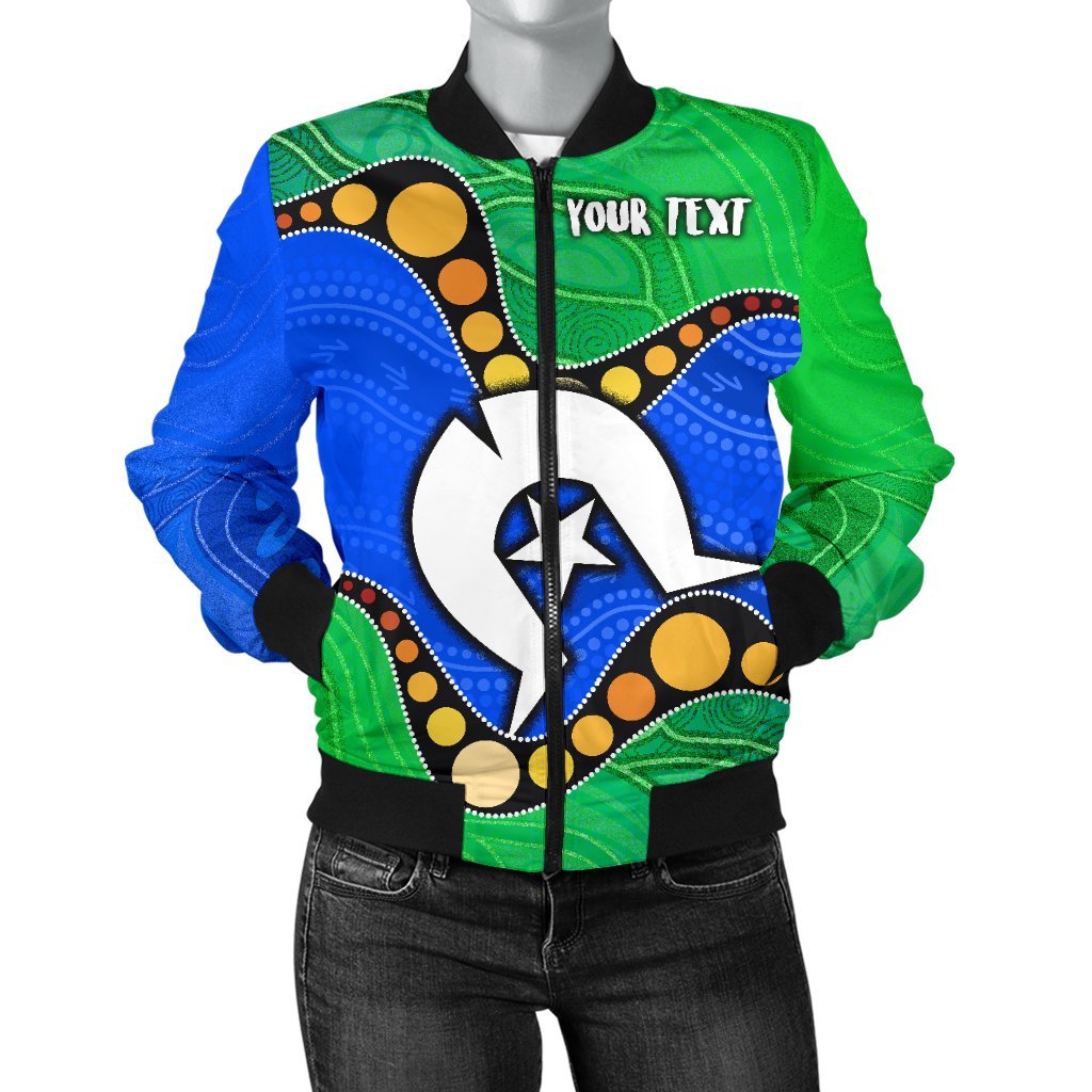 custom-torres-strait-islands-womens-bomber-jacket-flag-with-aboriginal-patterns