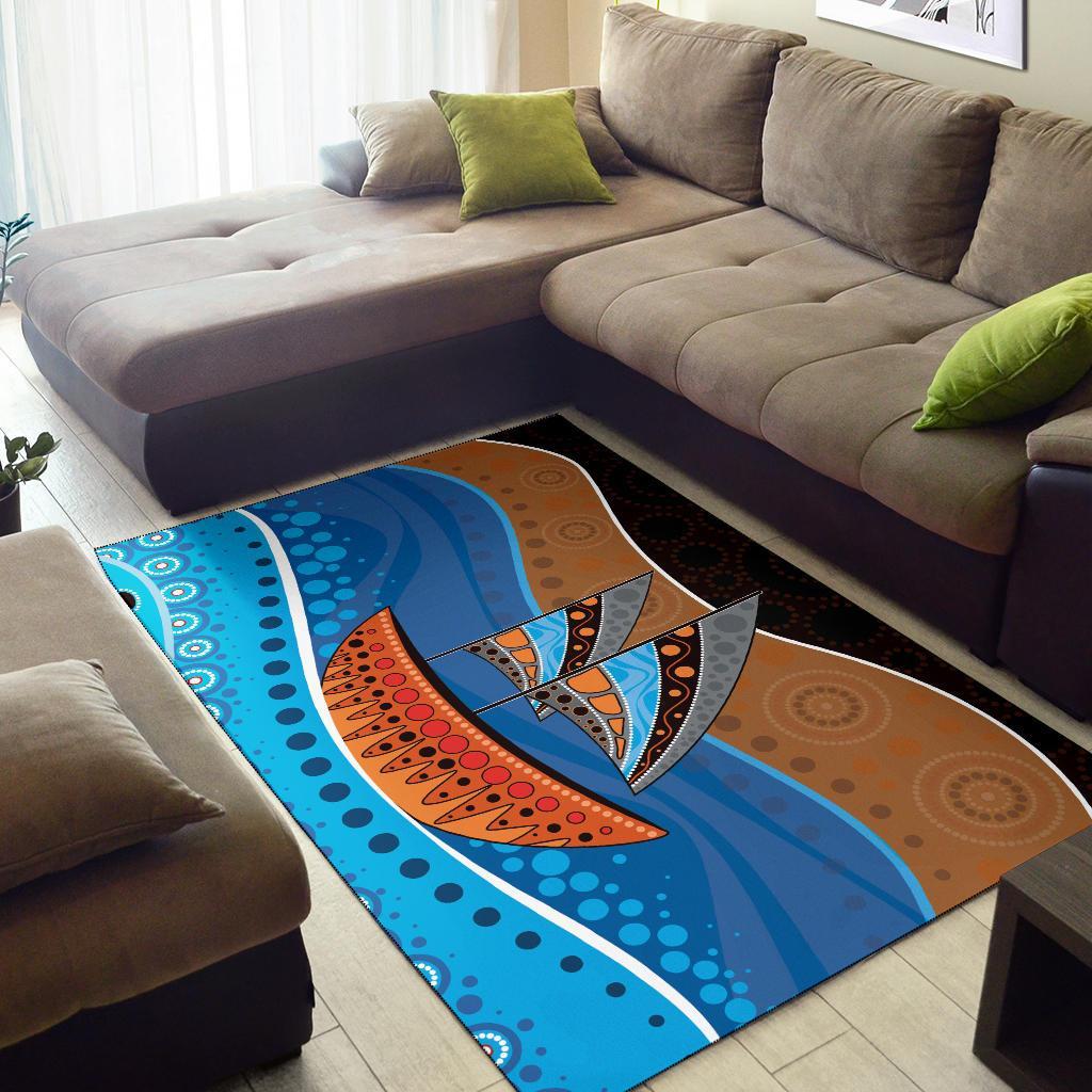 area-rug-aboriginal-dot-painting-depicting-boat