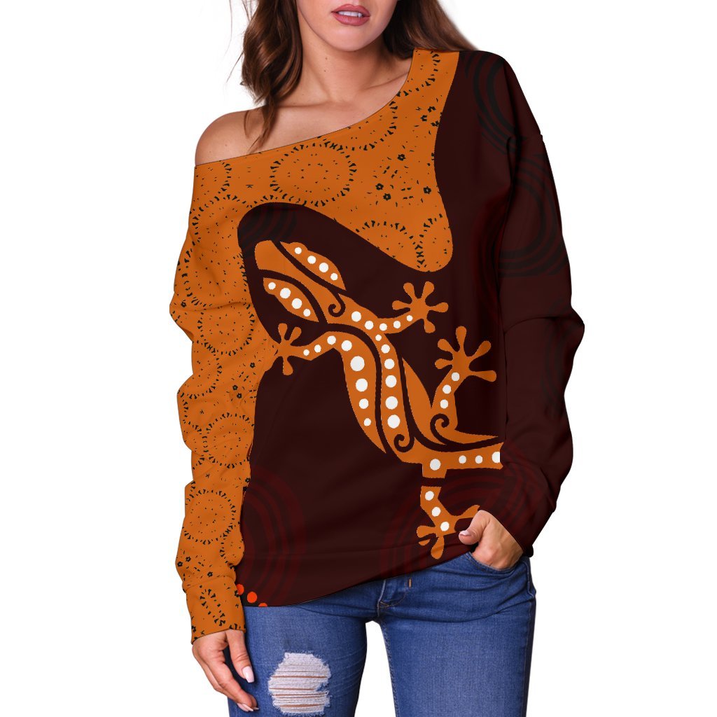 aboriginal-womens-off-shoulder-sweater-lizard-in-aboriginal-dreaming