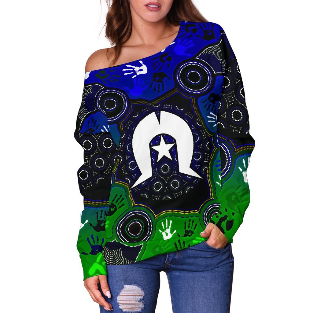 aboriginal-womens-off-shoulder-sweater-torres-strait-symbol-with-indigenous-patterns