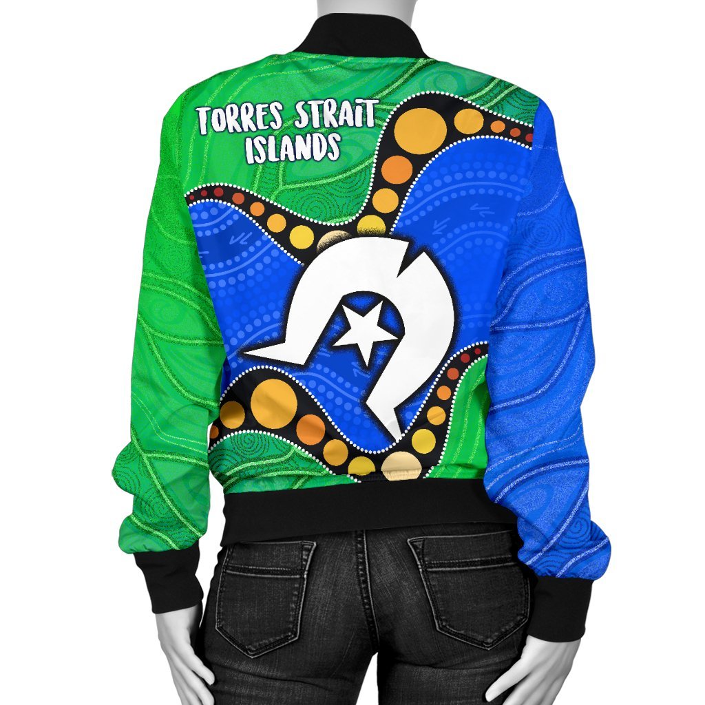 custom-torres-strait-islands-womens-bomber-jacket-flag-with-aboriginal-patterns